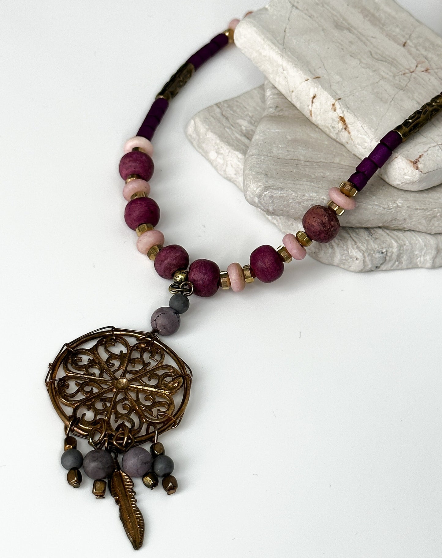 Dreamcatcher Necklace | Gift for Women Ethnic Jewelry | Nepali Necklace | Tibetan Jewelry | Boho Necklace