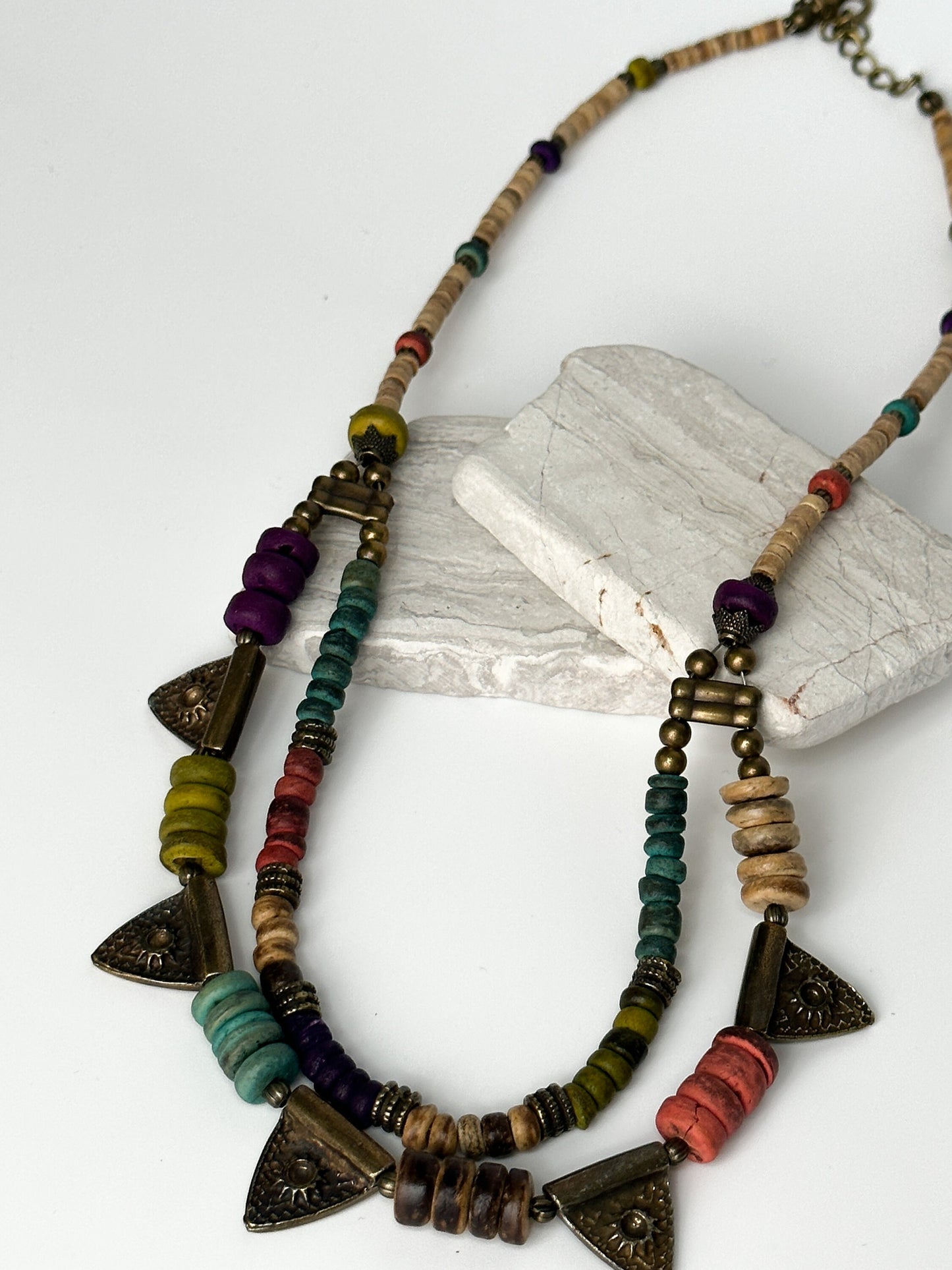 Two Layered Dark Academia Boho Necklace | Tibetan Jewelry | Nepali Necklace | Gift for Women Ethnic Jewelry