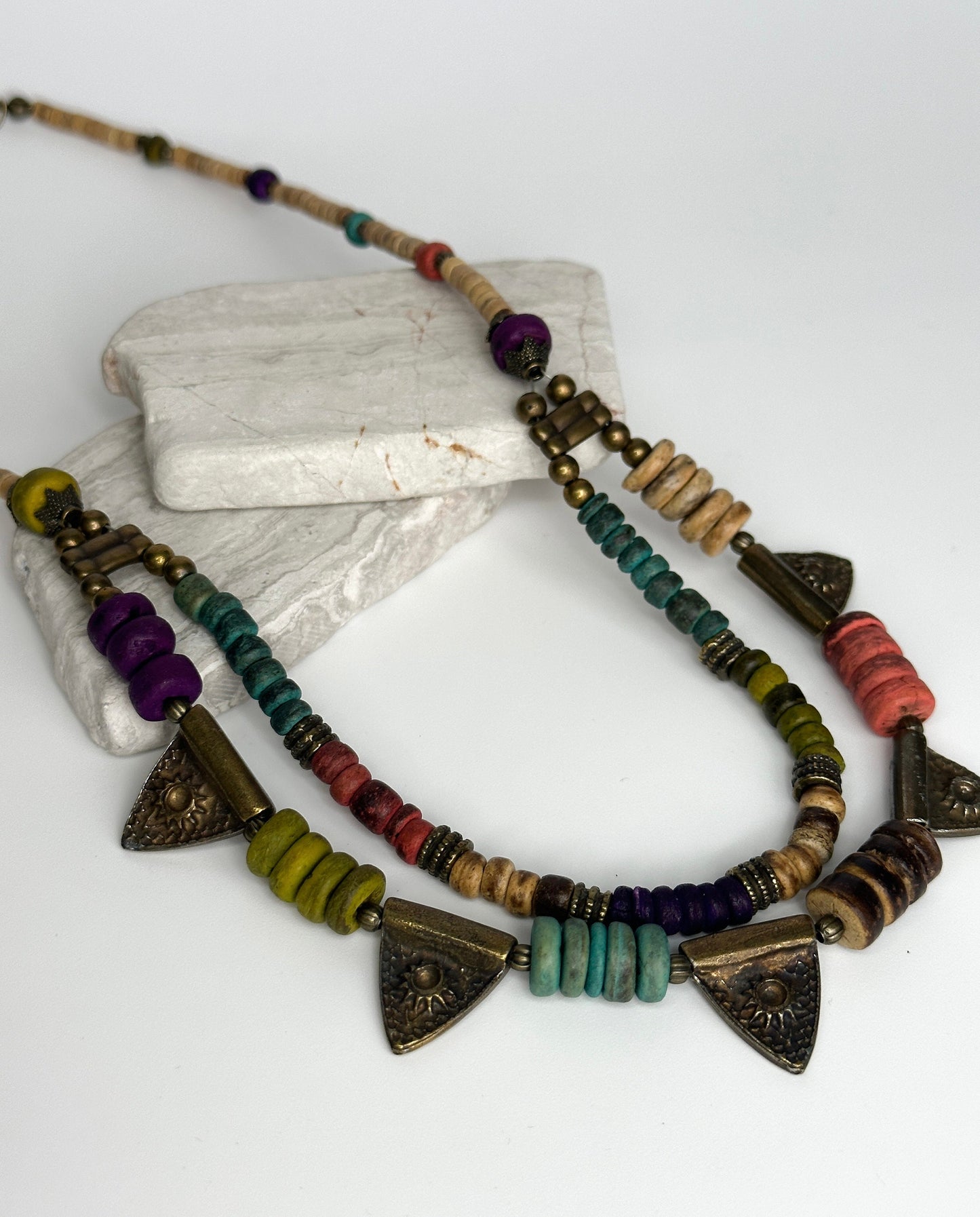 Two Layered Dark Academia Boho Necklace | Tibetan Jewelry | Nepali Necklace | Gift for Women Ethnic Jewelry