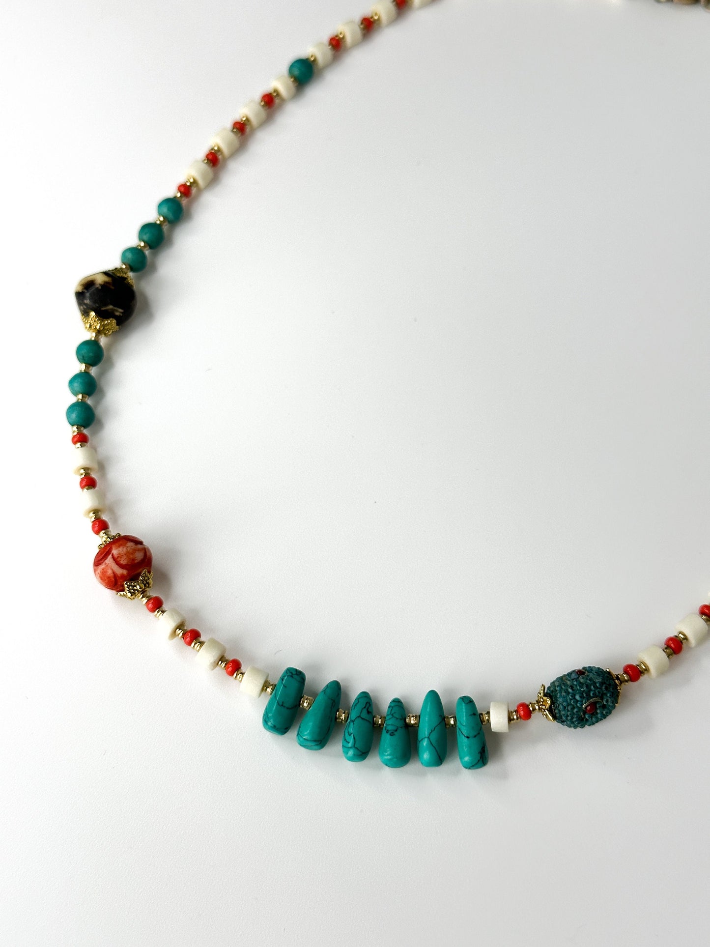 Turquoise Minimalist Necklace | Gift for Women Ethnic Jewelry | Boho Necklace | Tibetan Jewelry | Nepali Necklace