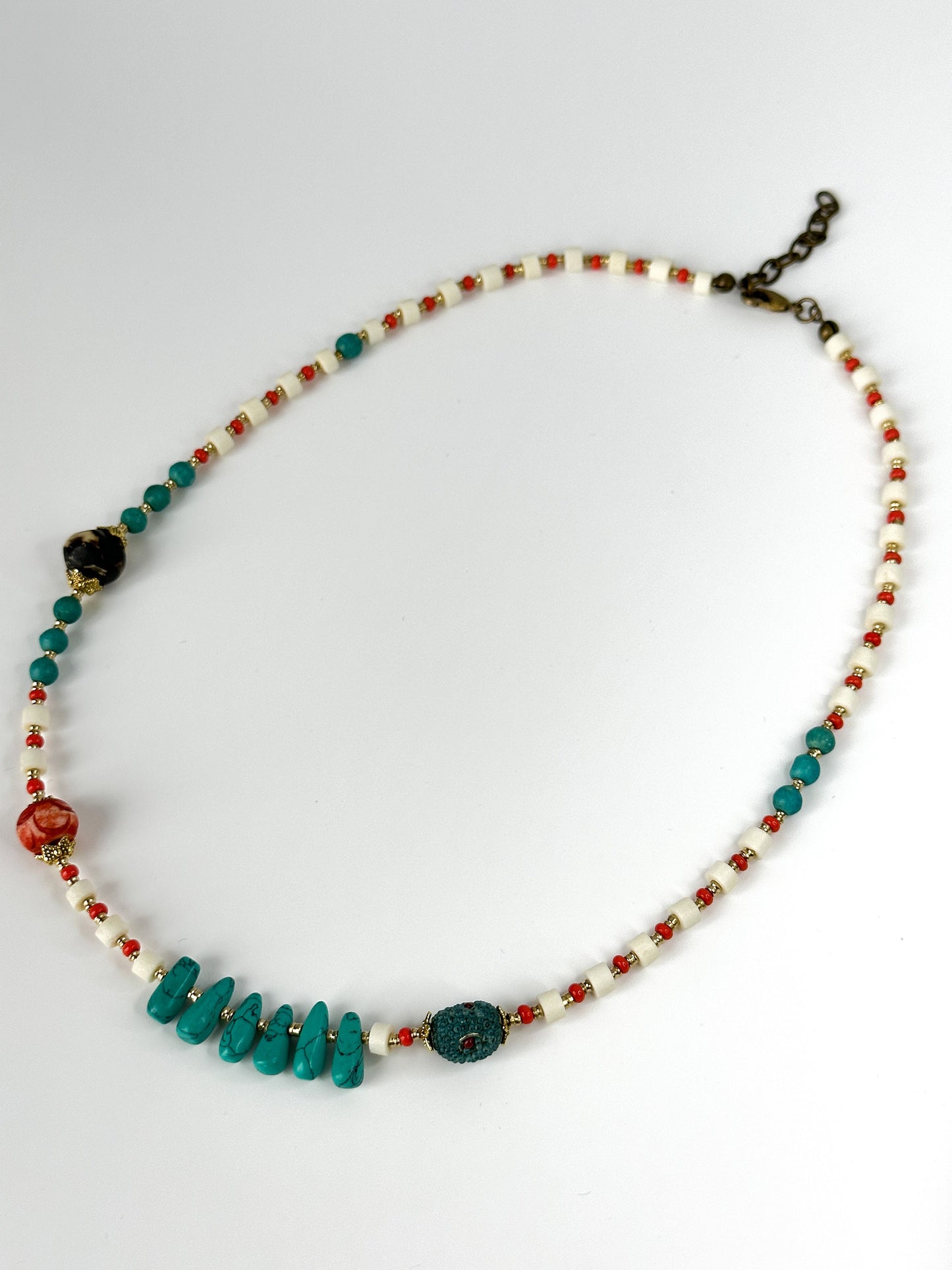 Turquoise Minimalist Necklace | Gift for Women Ethnic Jewelry | Boho Necklace | Tibetan Jewelry | Nepali Necklace