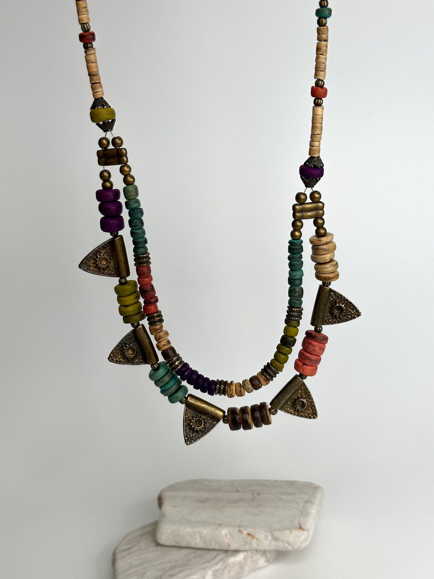 Two Layered Dark Academia Boho Necklace | Tibetan Jewelry | Nepali Necklace | Gift for Women Ethnic Jewelry