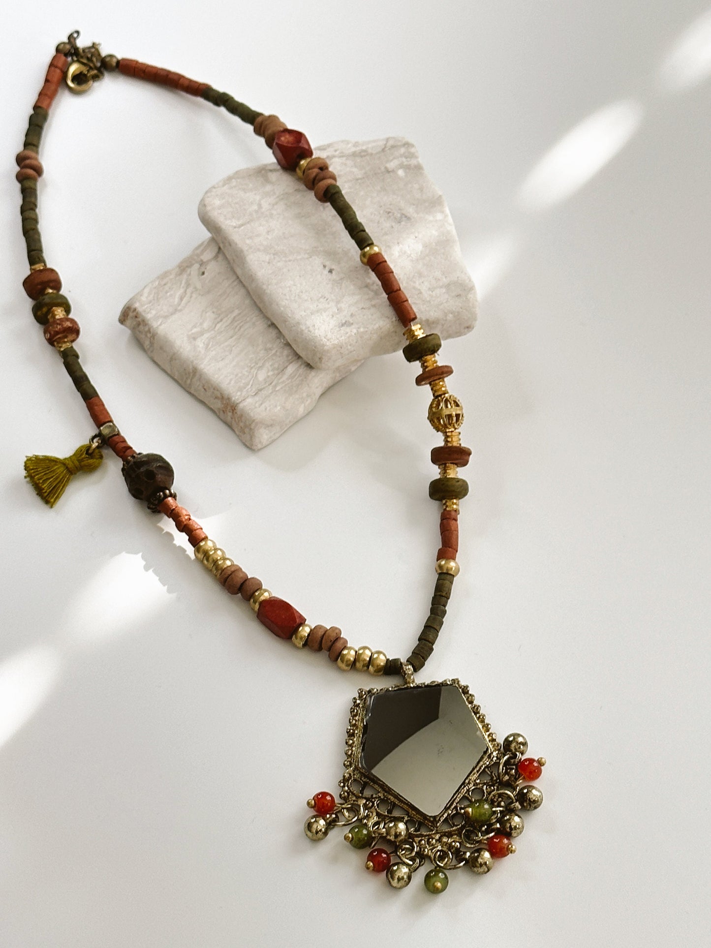 Mirror Necklace Gift for Women Ethnic Jewelry | Ethnic Design Boho Necklace | Tibetan Jewelry | Nepali Necklace