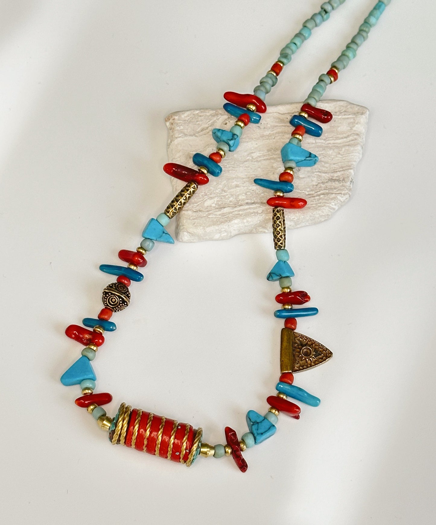 Coral Pendant | Boho Necklace | Tibetan Jewelry | Nepali Necklace | Gift for Women Ethnic Jewelry
