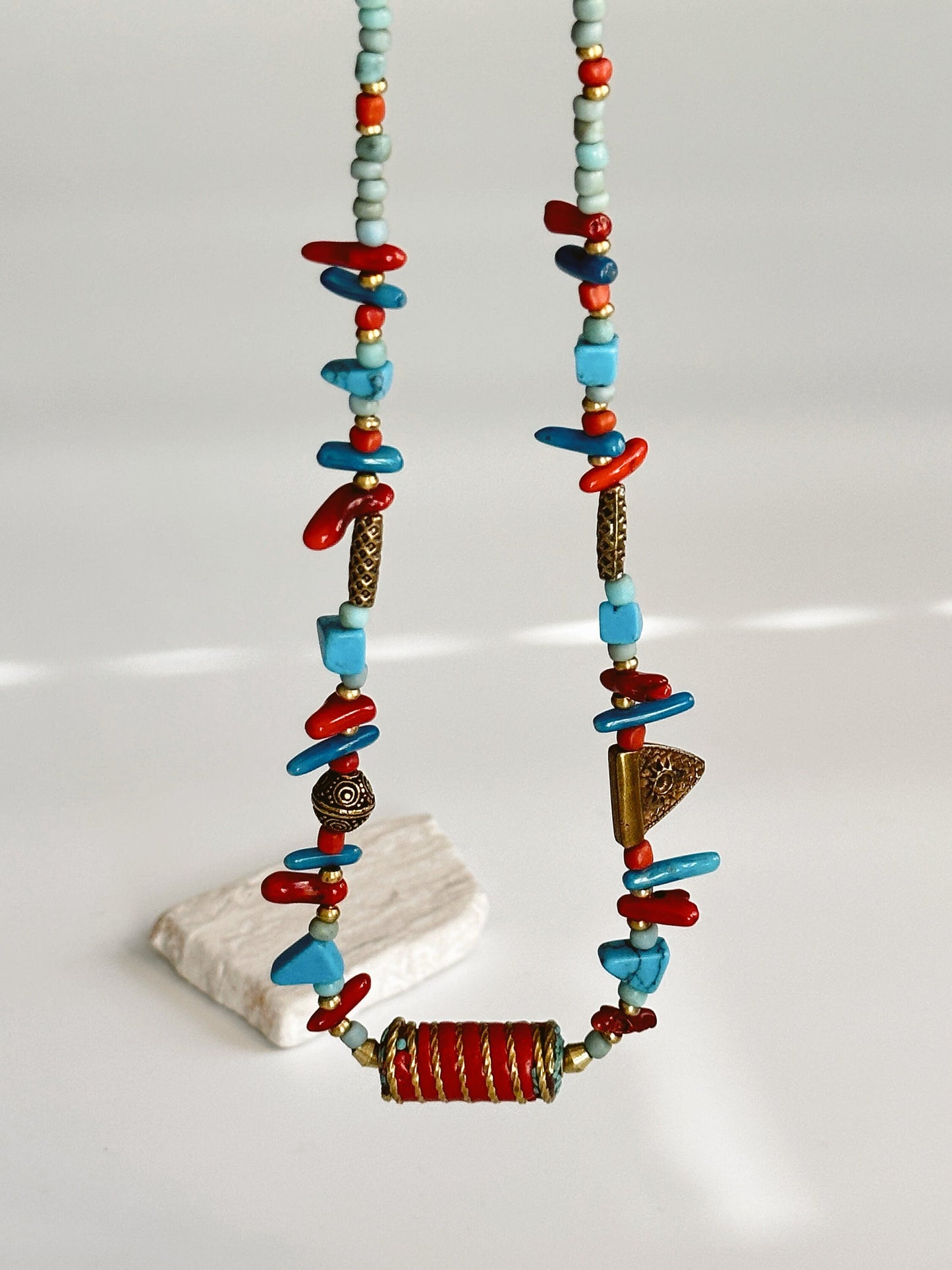 Coral Pendant | Boho Necklace | Tibetan Jewelry | Nepali Necklace | Gift for Women Ethnic Jewelry