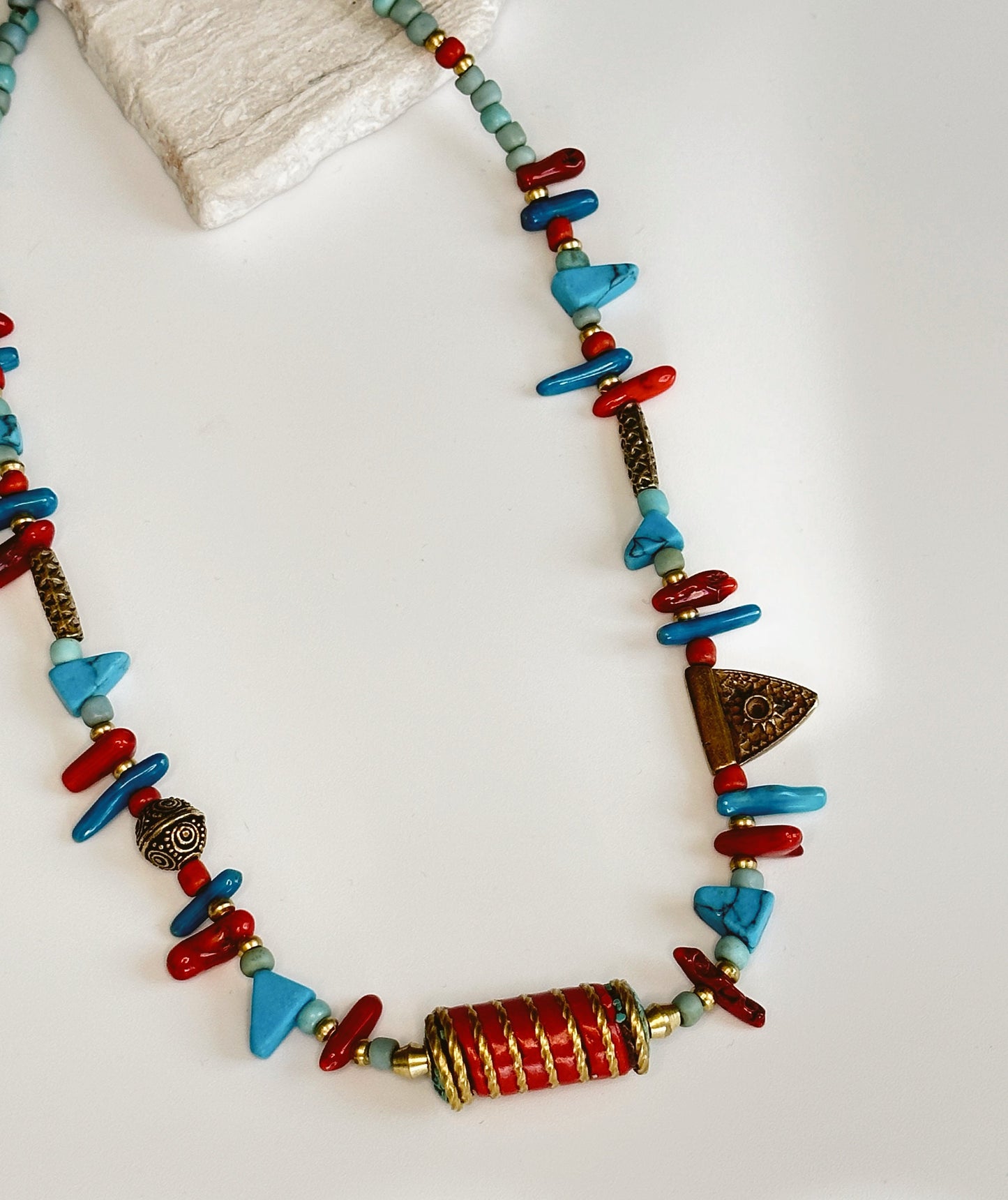 Coral Pendant | Boho Necklace | Tibetan Jewelry | Nepali Necklace | Gift for Women Ethnic Jewelry