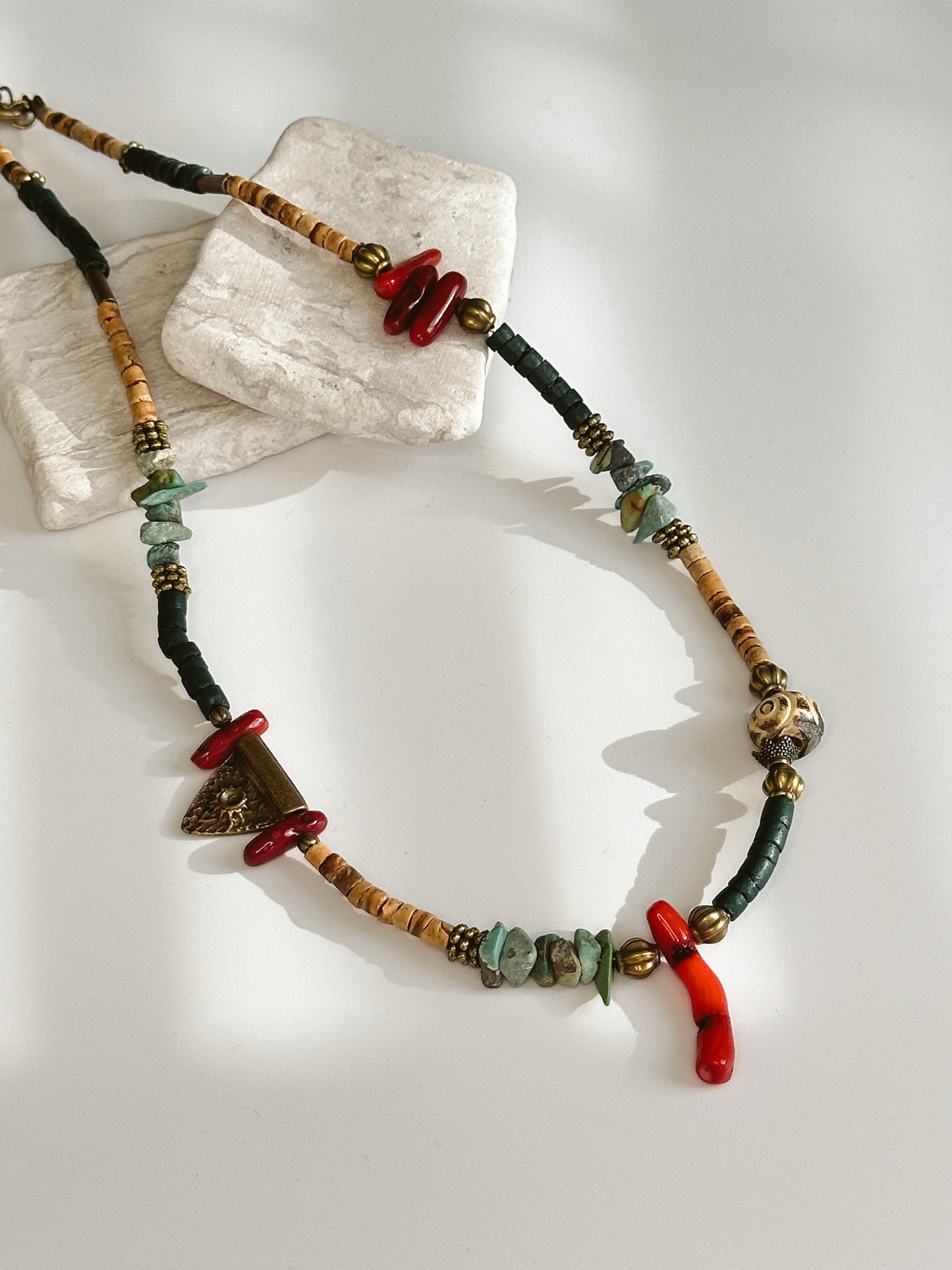 Red Coral Minimalist Necklace | Gift for Women Ethnic Jewelry | Boho Necklace | Tibetan Jewelry | Nepali Necklace