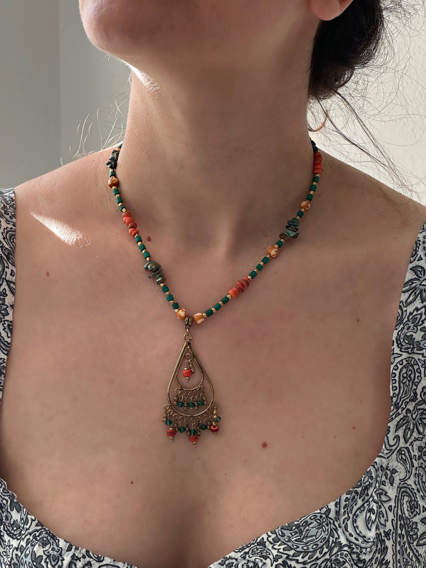 Tear Drop Boho Necklace | Tibetan Jewelry | Nepali Necklace | Gift for Women Ethnic Jewelry