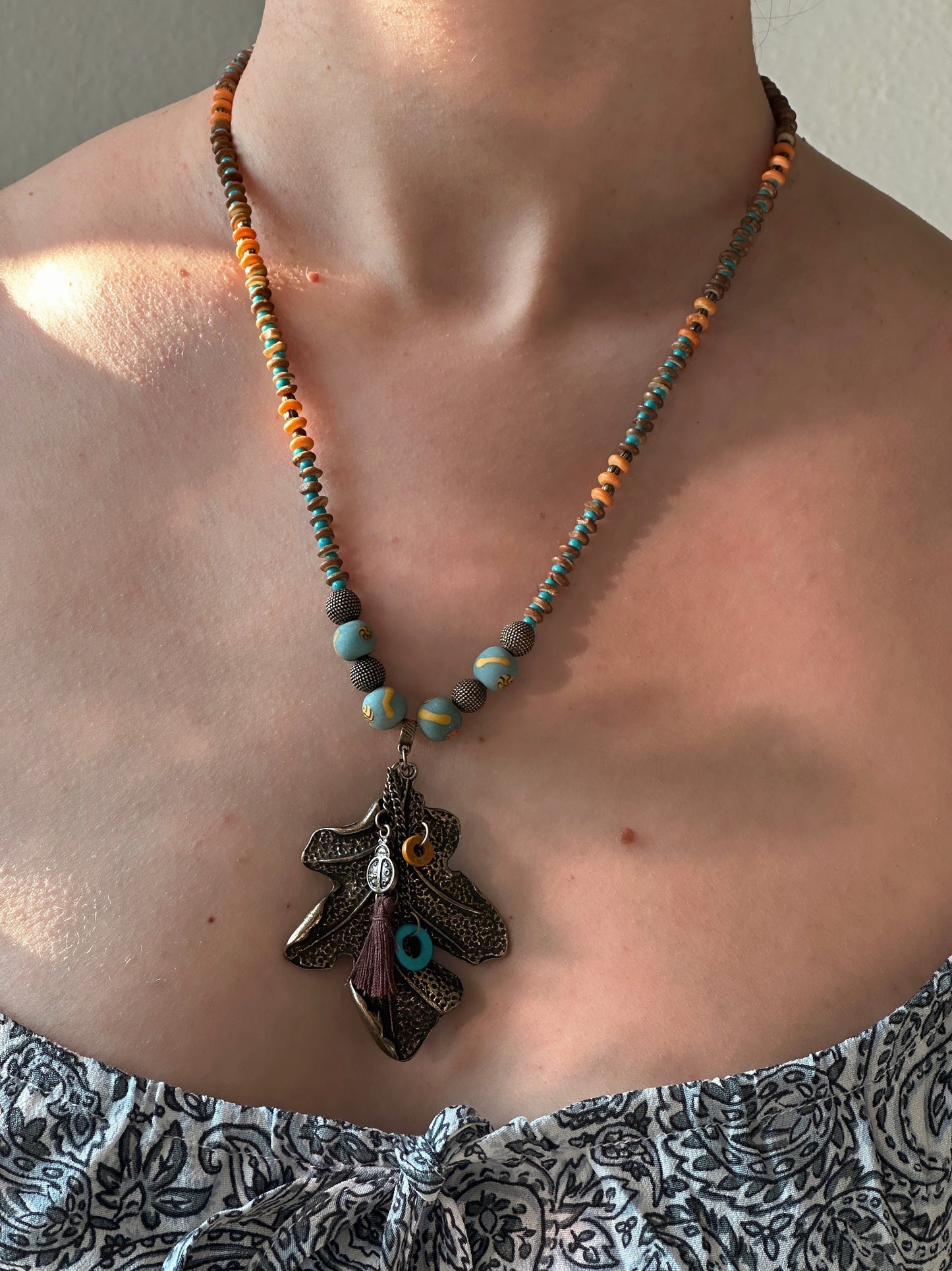 Leaf Necklace | Boho Necklace | Tibetan Jewelry | Nepali Necklace | Gift for Women Ethnic Jewelry