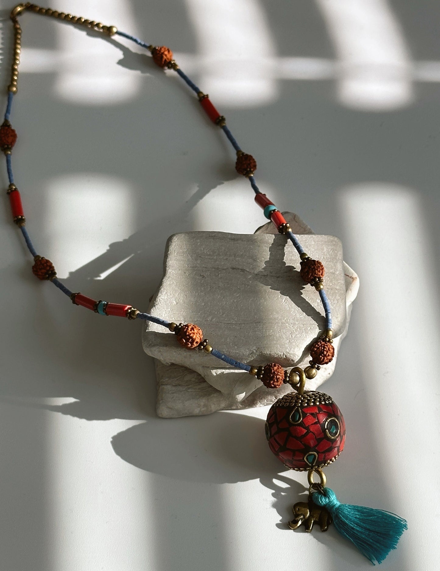 Rudraksha Necklace | Elephant Boho Necklace | Tassel Necklace | Tibetan Jewelry | Nepali Necklace | Gift for Women Ethnic Jewelry