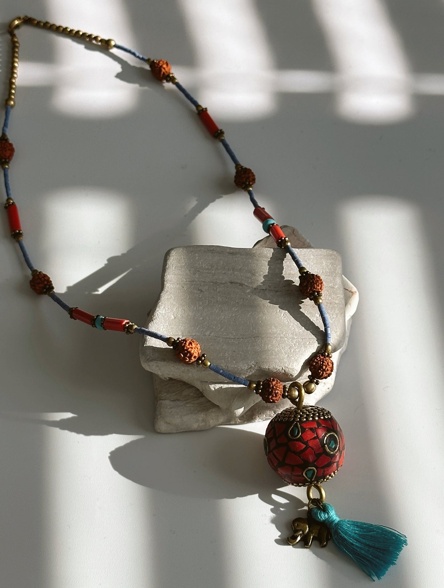 Rudraksha Necklace | Elephant Boho Necklace | Tassel Necklace | Tibetan Jewelry | Nepali Necklace | Gift for Women Ethnic Jewelry