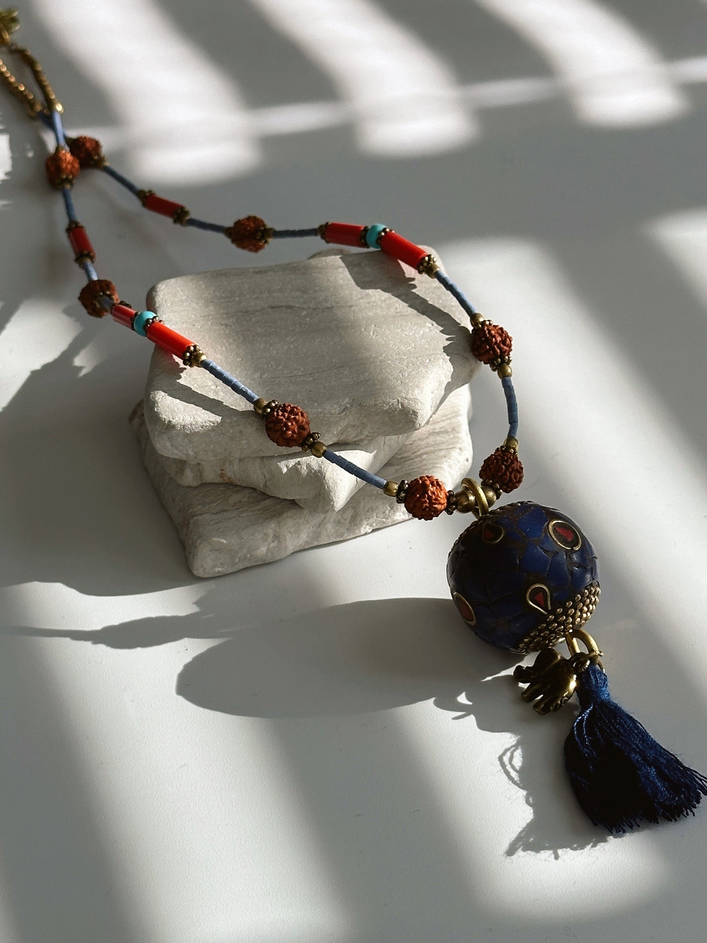 Rudraksha Necklace | Elephant Boho Necklace | Tassel Necklace | Tibetan Jewelry | Nepali Necklace | Gift for Women Ethnic Jewelry