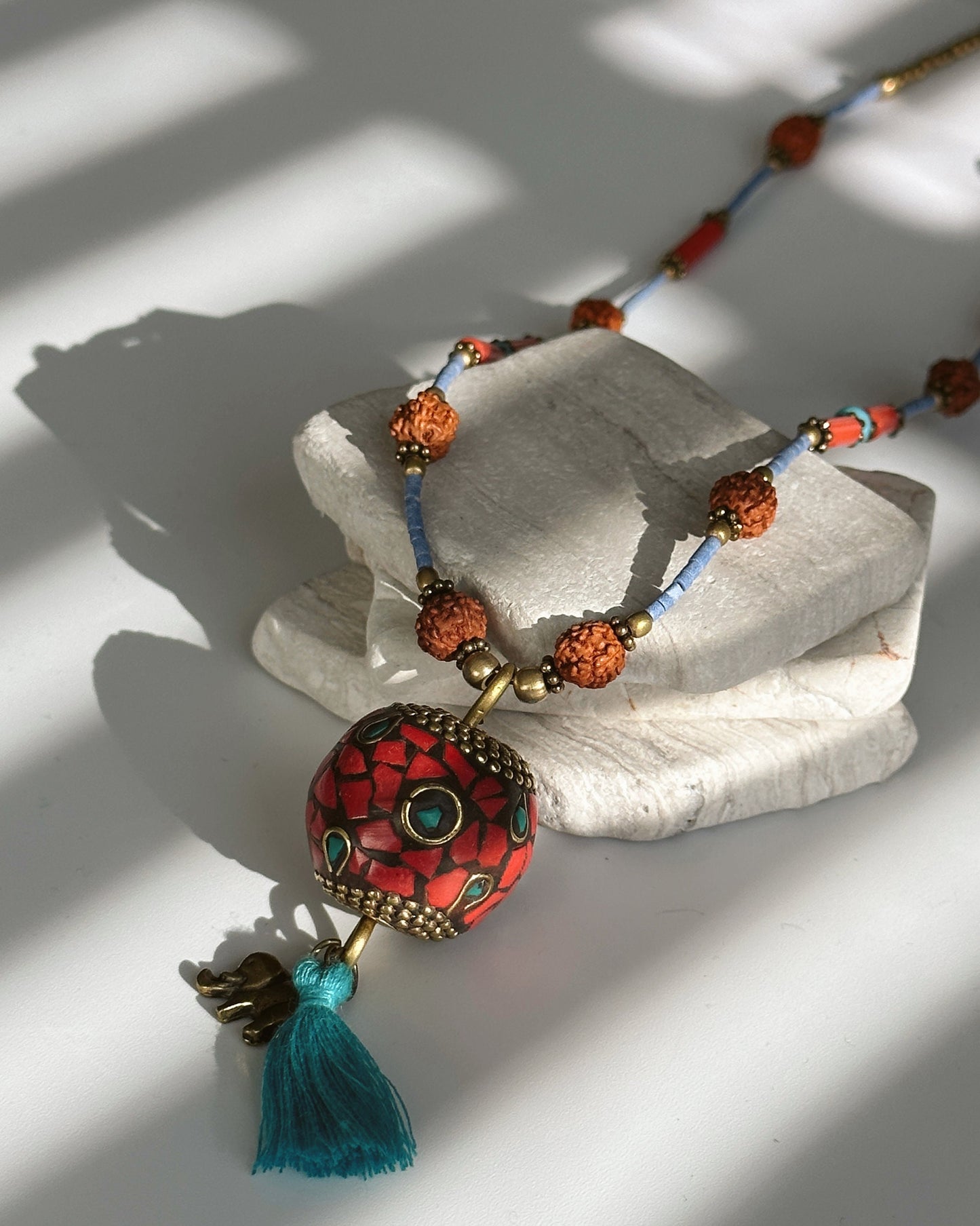 Rudraksha Necklace | Elephant Boho Necklace | Tassel Necklace | Tibetan Jewelry | Nepali Necklace | Gift for Women Ethnic Jewelry