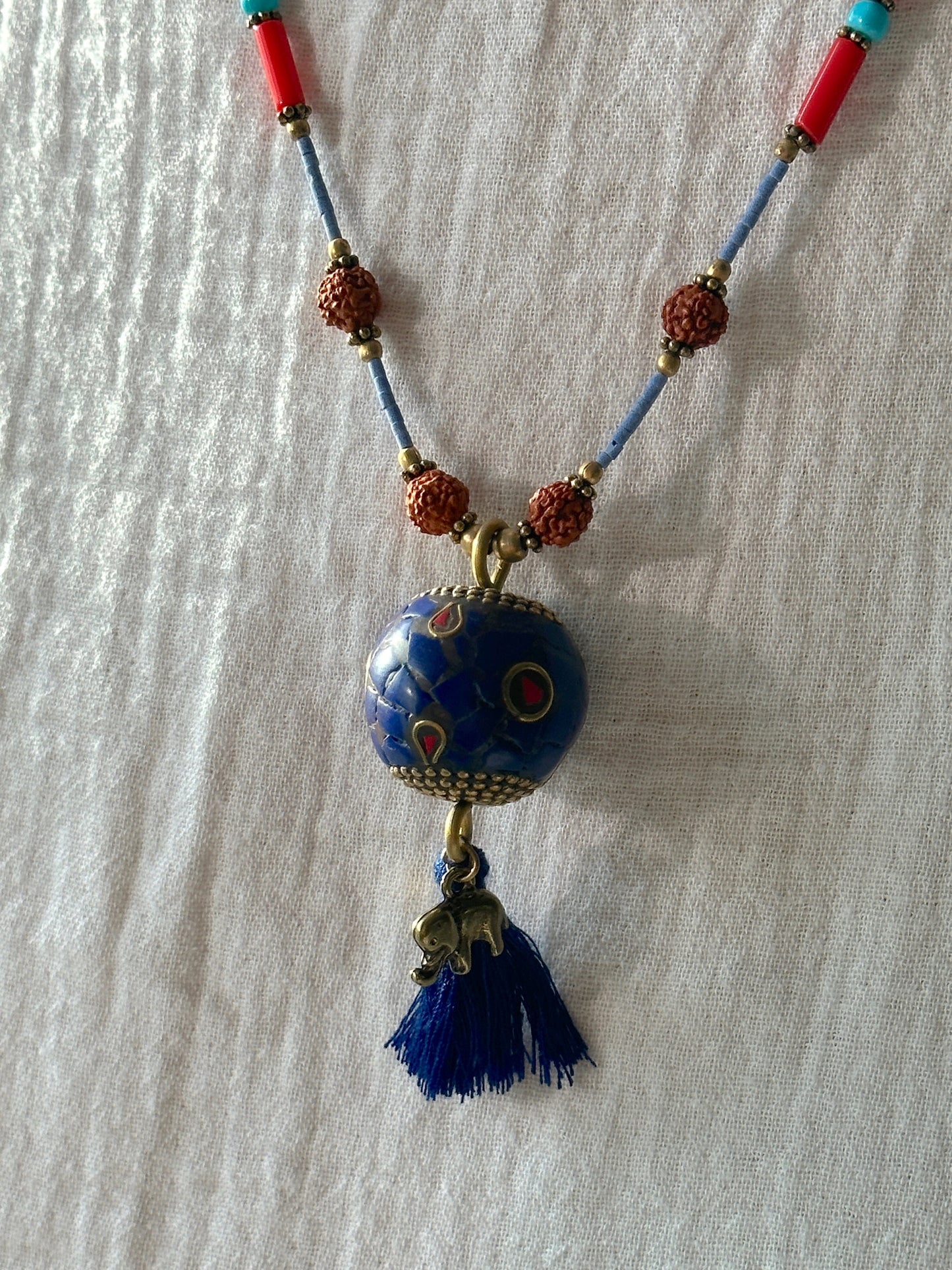 Rudraksha Necklace | Elephant Boho Necklace | Tassel Necklace | Tibetan Jewelry | Nepali Necklace | Gift for Women Ethnic Jewelry