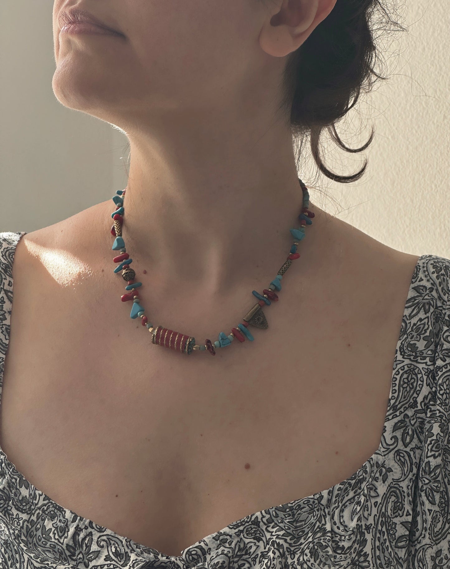 Coral Pendant | Boho Necklace | Tibetan Jewelry | Nepali Necklace | Gift for Women Ethnic Jewelry