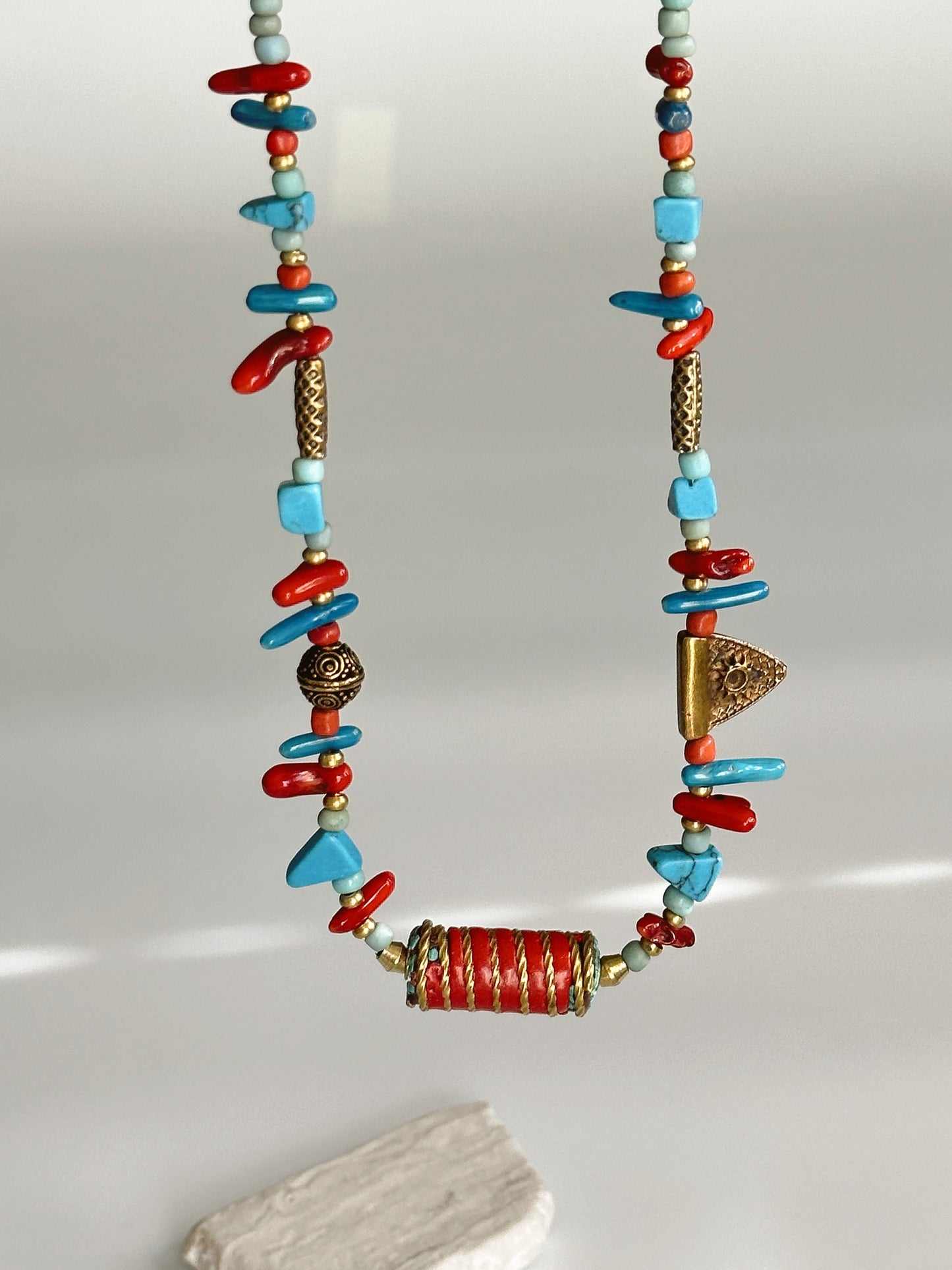Coral Pendant | Boho Necklace | Tibetan Jewelry | Nepali Necklace | Gift for Women Ethnic Jewelry