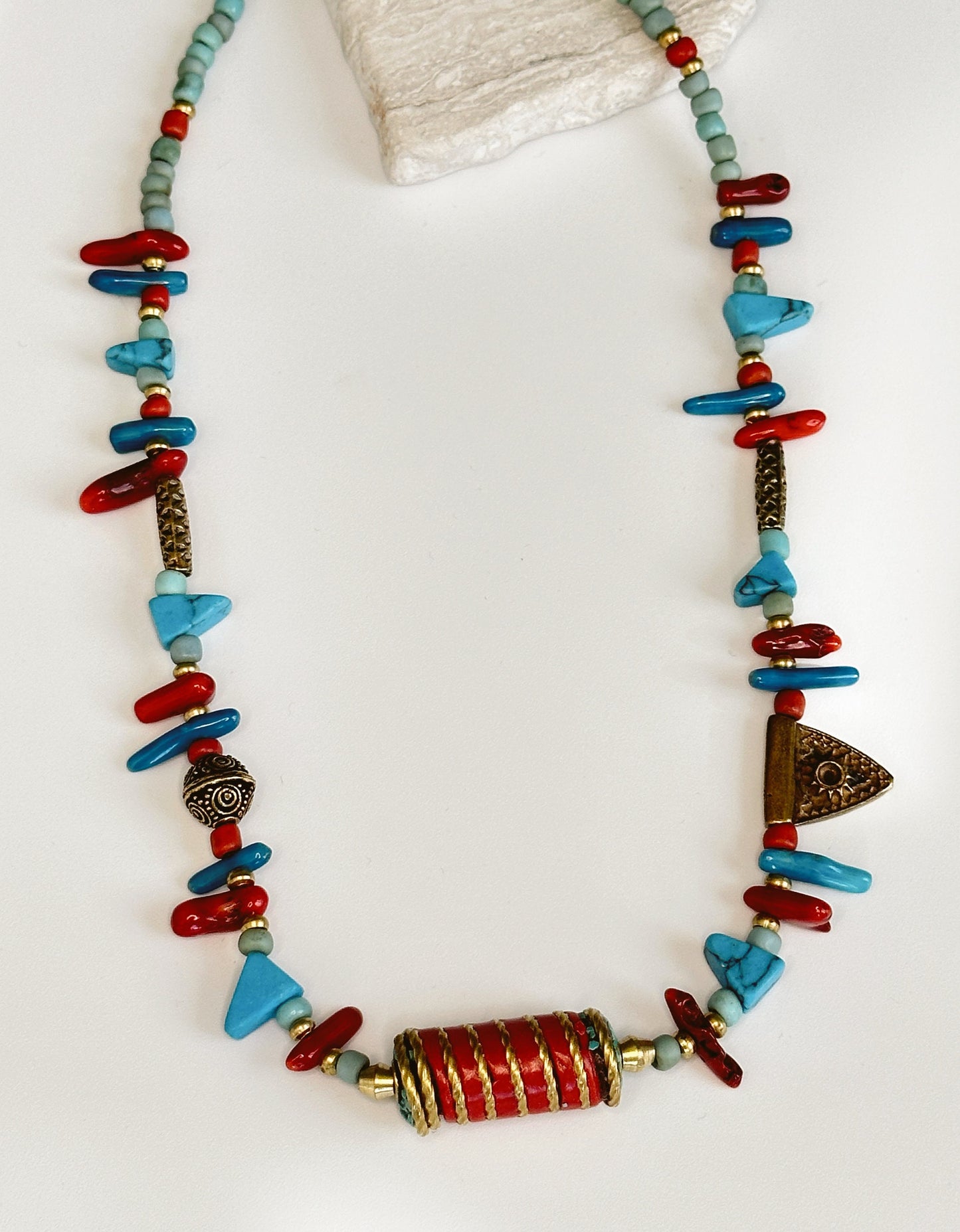 Coral Pendant | Boho Necklace | Tibetan Jewelry | Nepali Necklace | Gift for Women Ethnic Jewelry