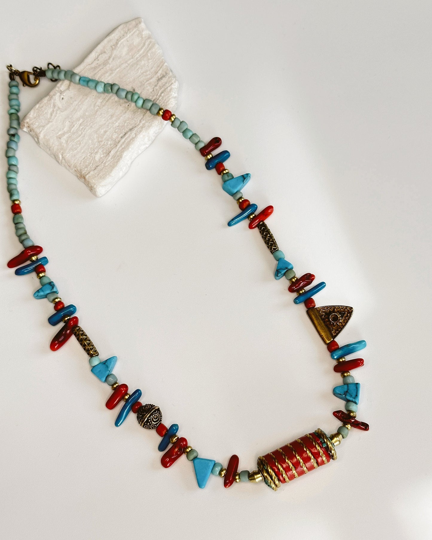 Coral Pendant | Boho Necklace | Tibetan Jewelry | Nepali Necklace | Gift for Women Ethnic Jewelry