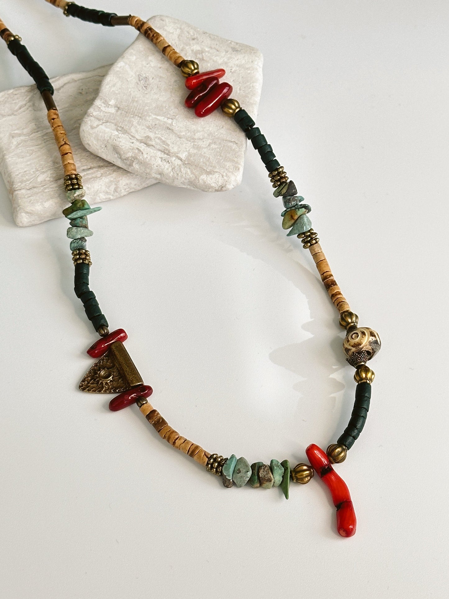 Red Coral Minimalist Necklace | Gift for Women Ethnic Jewelry | Boho Necklace | Tibetan Jewelry | Nepali Necklace
