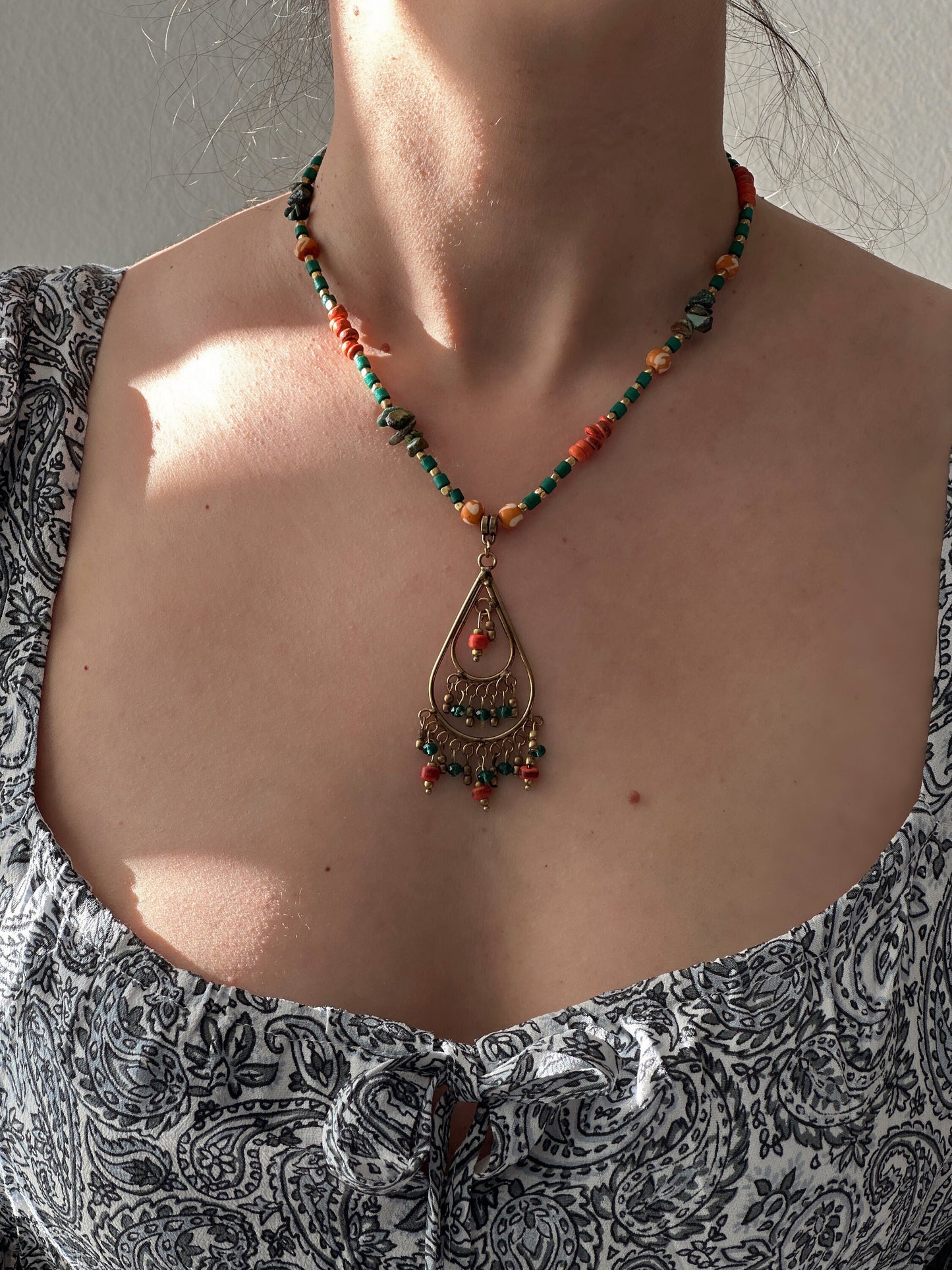 Tear Drop Boho Necklace | Tibetan Jewelry | Nepali Necklace | Gift for Women Ethnic Jewelry