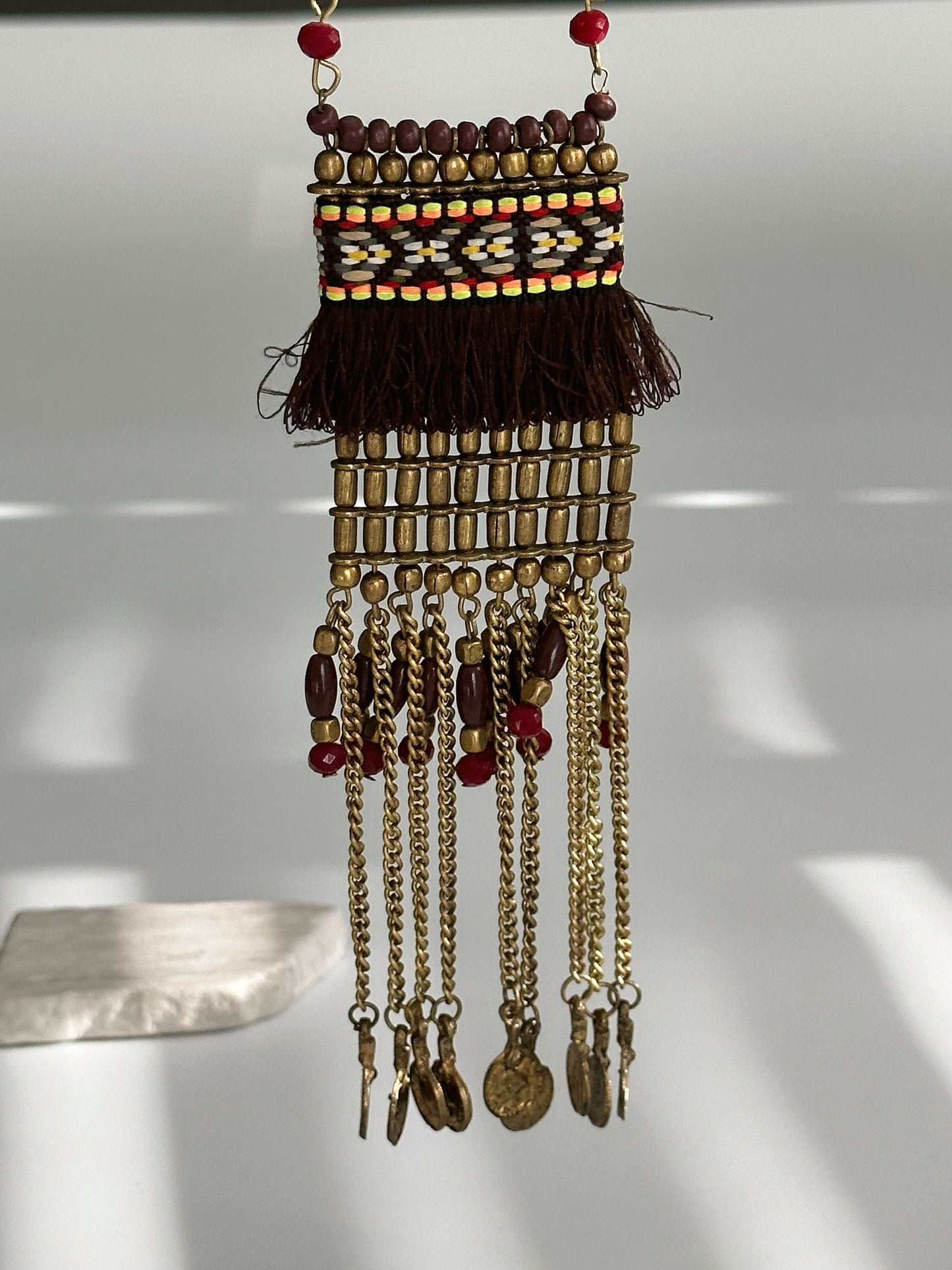 Long Beaded Tassel Necklace | Mini Pendant | Ethnic Design Boho Necklace | Tibetan Jewelry | Gift for Women Ethnic Jewelry