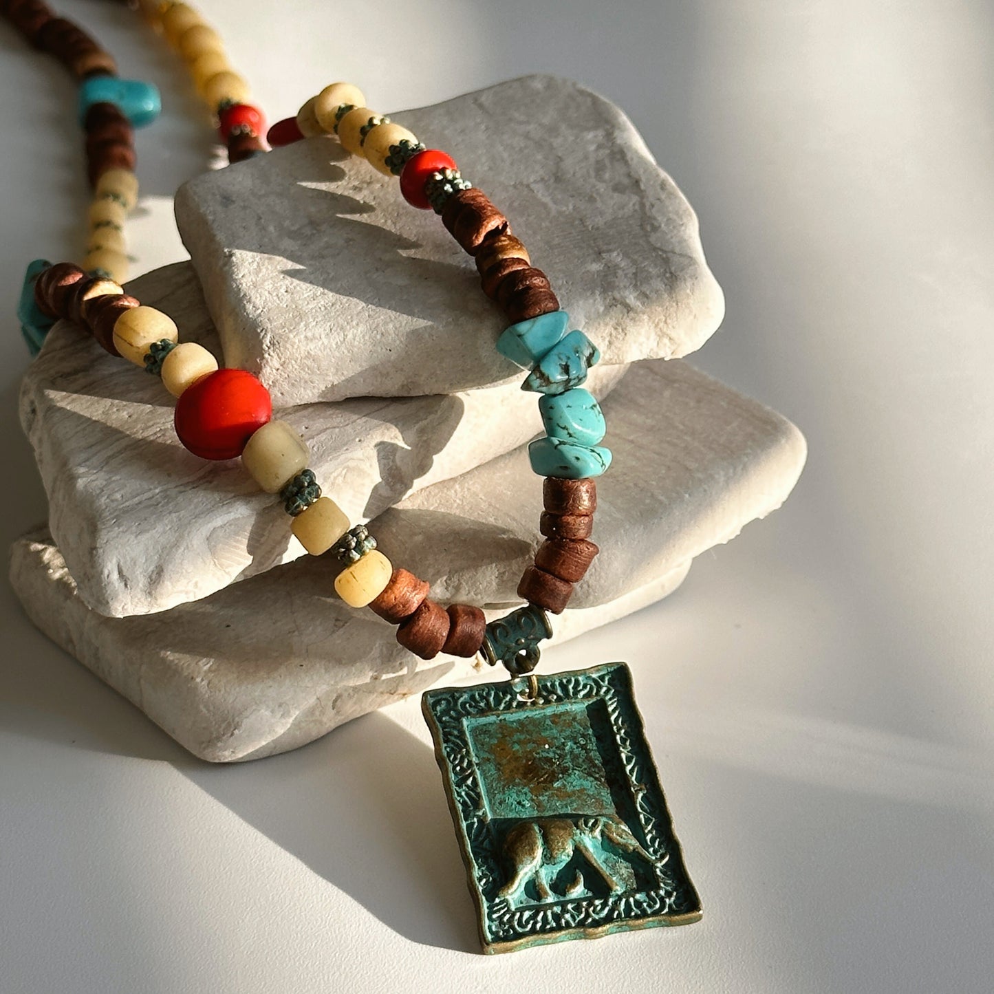 Elephant Pendant Necklace | Boho Necklace | Tibetan Jewelry | Nepali Necklace | Gift for Women Ethnic Jewelry