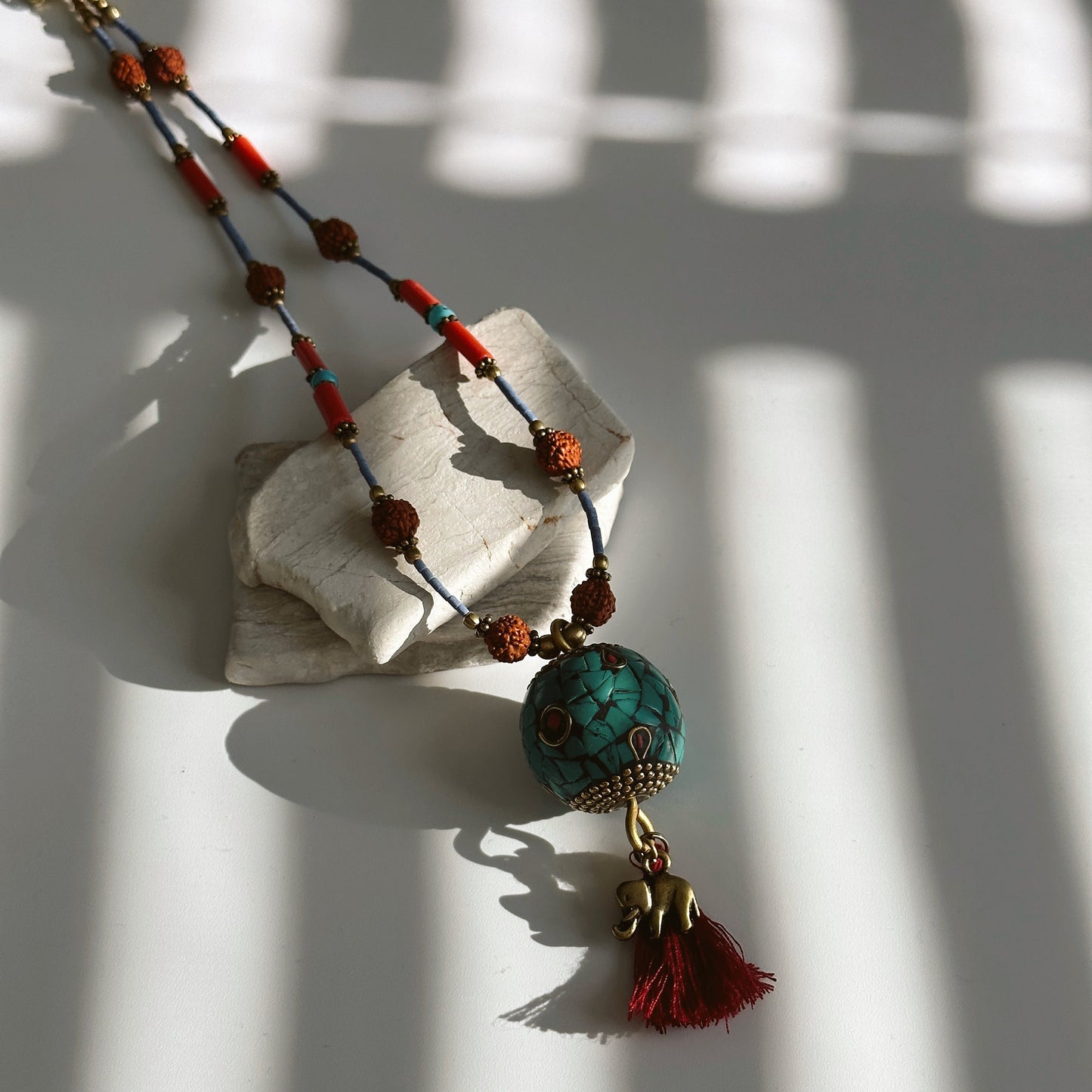 Rudraksha Necklace | Elephant Boho Necklace | Tassel Necklace | Tibetan Jewelry | Nepali Necklace | Gift for Women Ethnic Jewelry