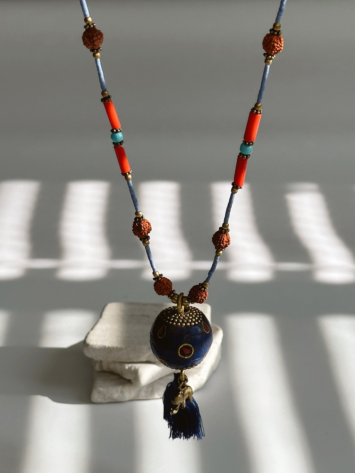 Rudraksha Necklace | Elephant Boho Necklace | Tassel Necklace | Tibetan Jewelry | Nepali Necklace | Gift for Women Ethnic Jewelry
