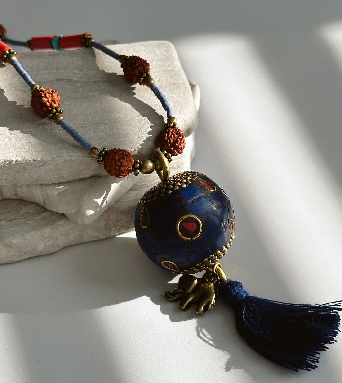 Rudraksha Necklace | Elephant Boho Necklace | Tassel Necklace | Tibetan Jewelry | Nepali Necklace | Gift for Women Ethnic Jewelry