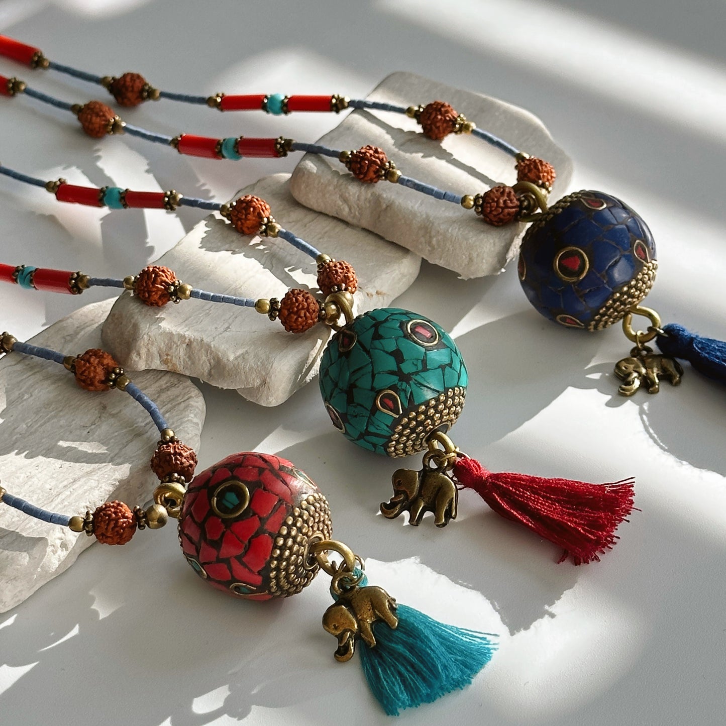 Rudraksha Necklace | Elephant Boho Necklace | Tassel Necklace | Tibetan Jewelry | Nepali Necklace | Gift for Women Ethnic Jewelry