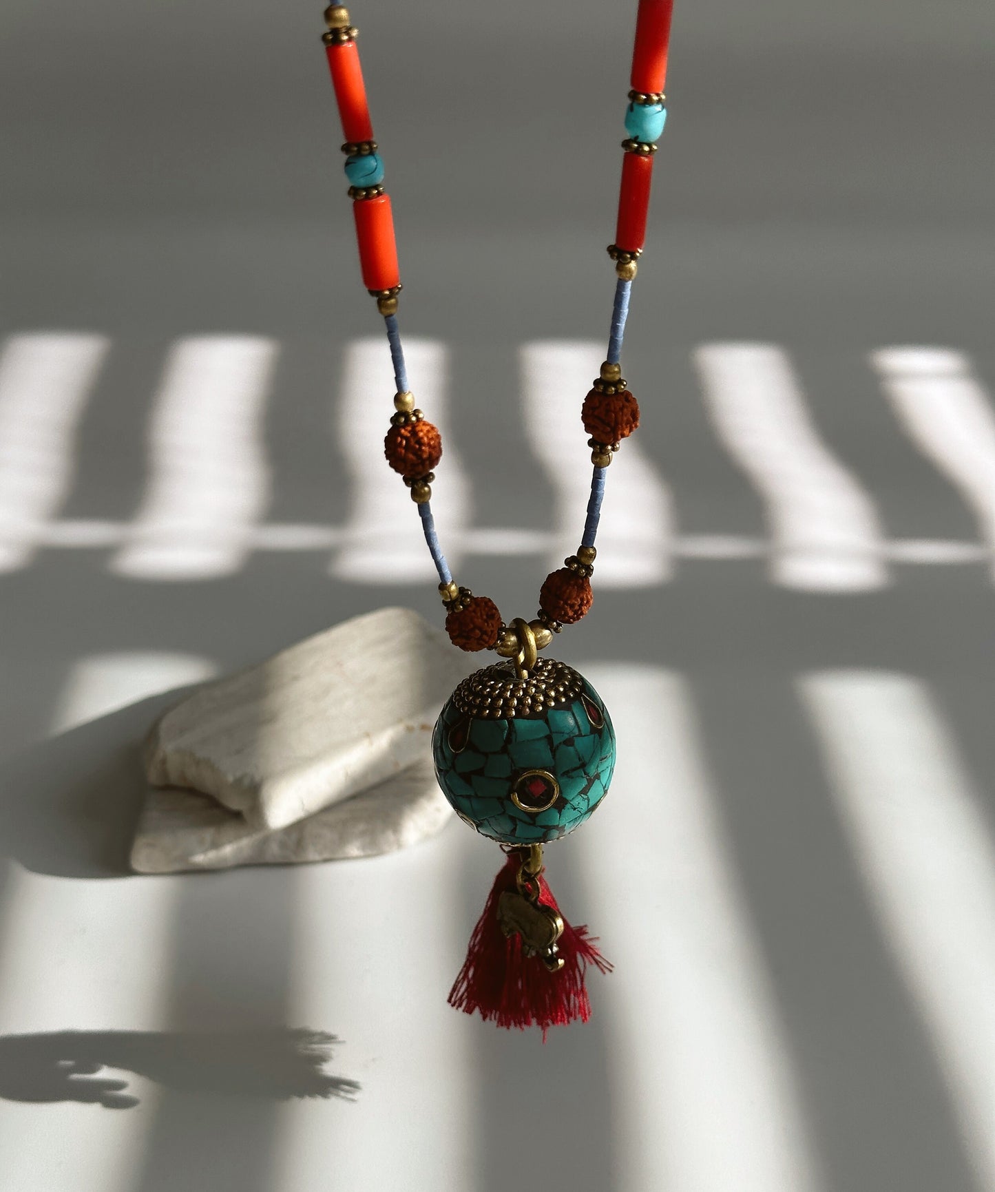 Rudraksha Necklace | Elephant Boho Necklace | Tassel Necklace | Tibetan Jewelry | Nepali Necklace | Gift for Women Ethnic Jewelry