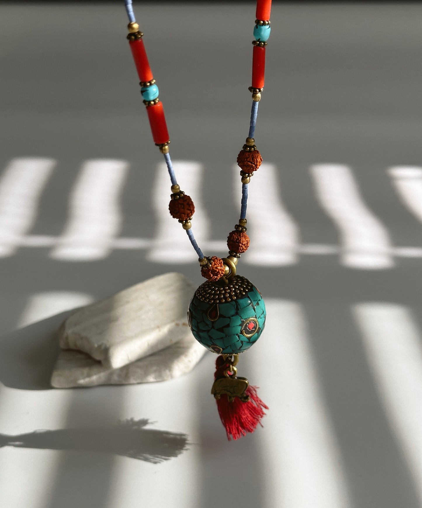 Rudraksha Necklace | Elephant Boho Necklace | Tassel Necklace | Tibetan Jewelry | Nepali Necklace | Gift for Women Ethnic Jewelry