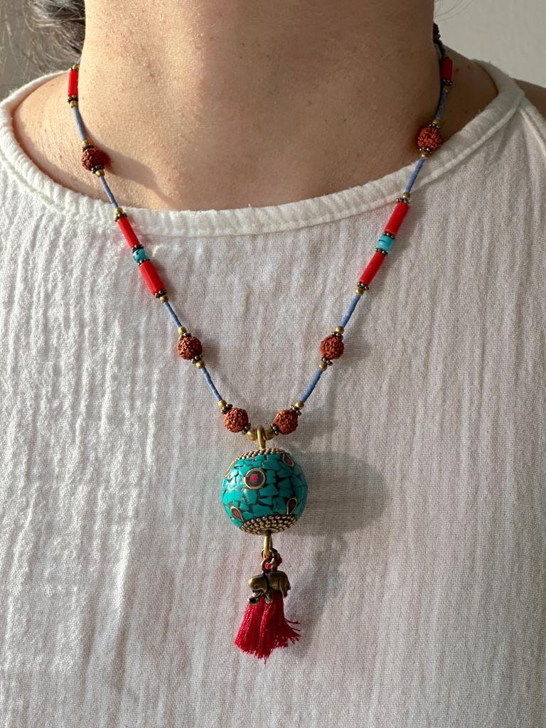 Rudraksha Necklace | Elephant Boho Necklace | Tassel Necklace | Tibetan Jewelry | Nepali Necklace | Gift for Women Ethnic Jewelry