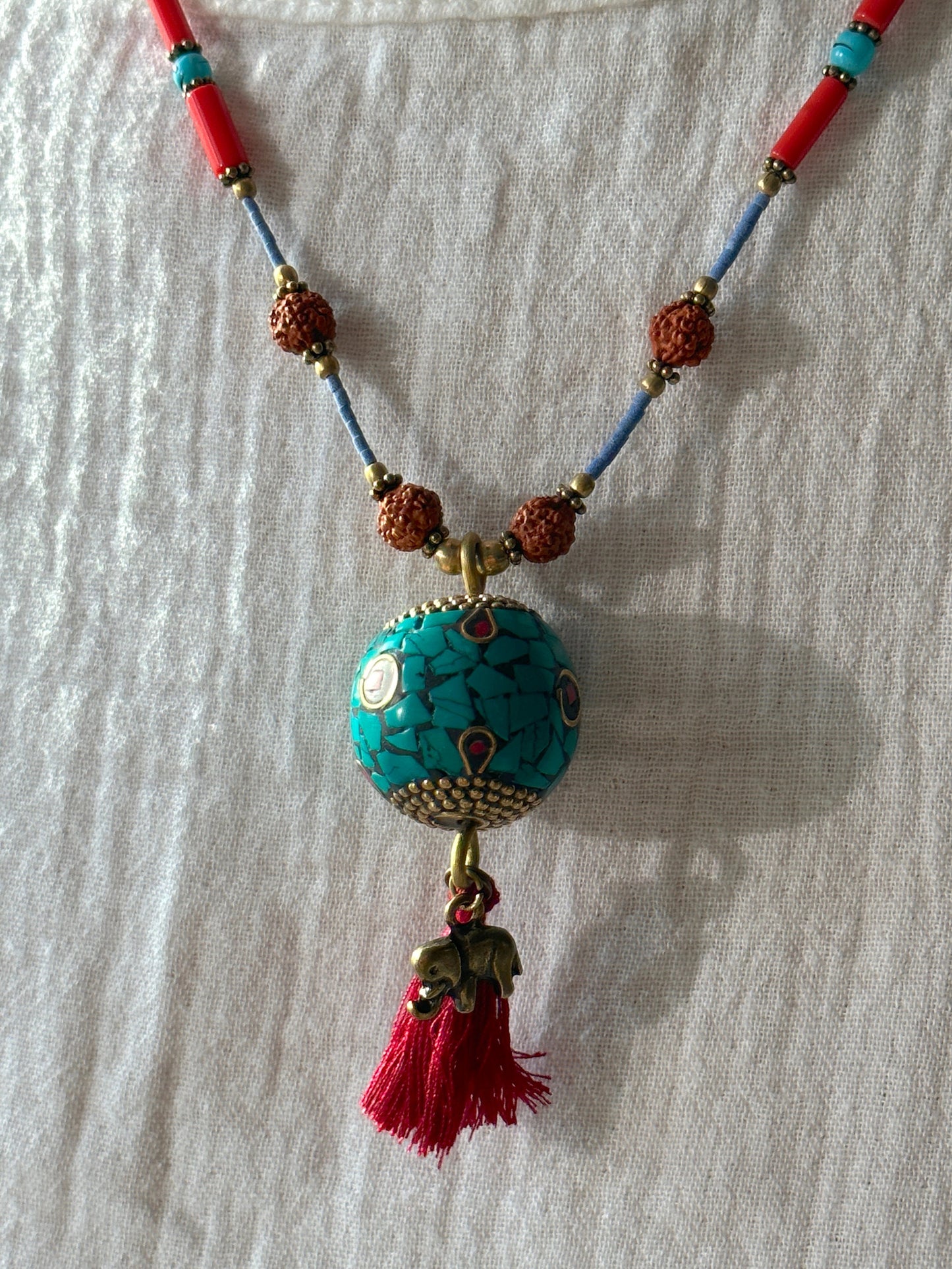Rudraksha Necklace | Elephant Boho Necklace | Tassel Necklace | Tibetan Jewelry | Nepali Necklace | Gift for Women Ethnic Jewelry