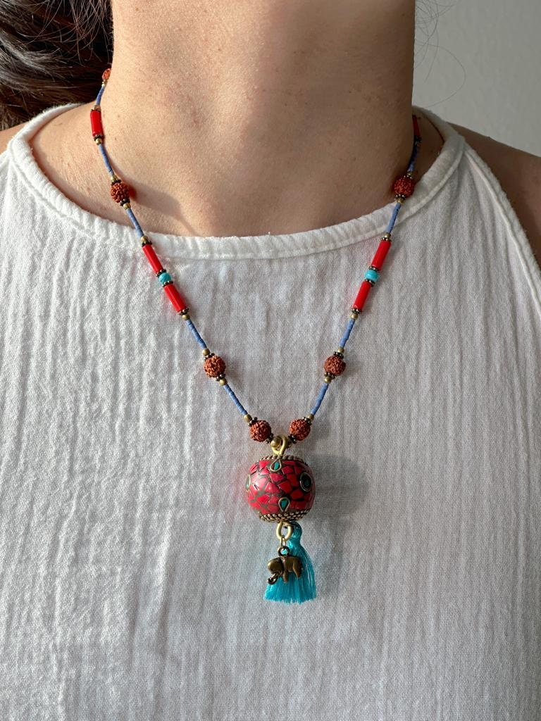 Rudraksha Necklace | Elephant Boho Necklace | Tassel Necklace | Tibetan Jewelry | Nepali Necklace | Gift for Women Ethnic Jewelry
