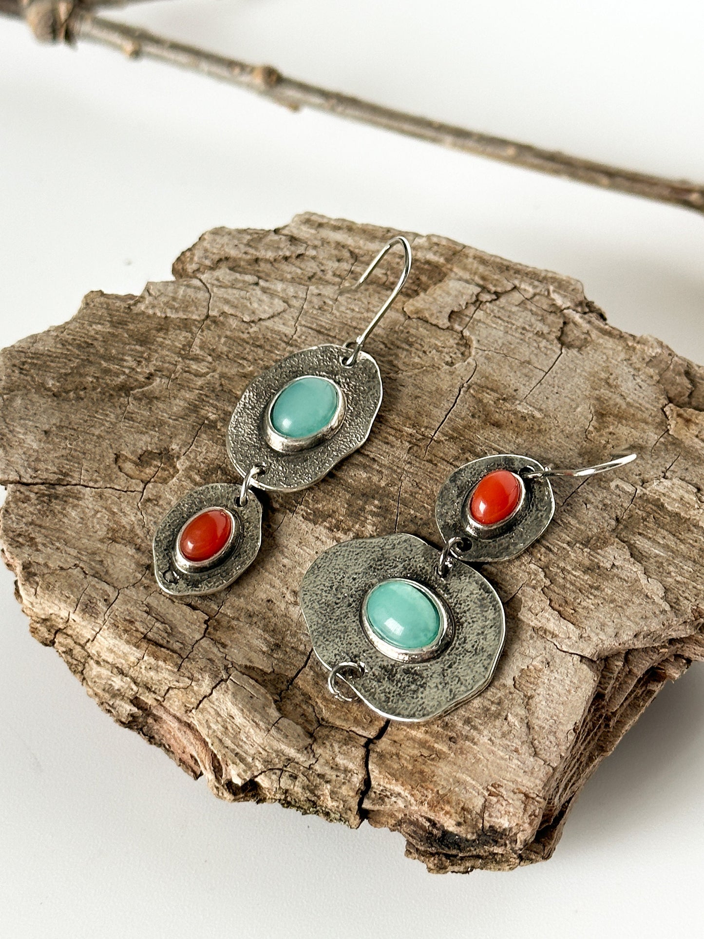 Vintage Style Mismatched Drop Earrings | Rustic Glamorous Drop Earrings | Boho Vintage Earrings