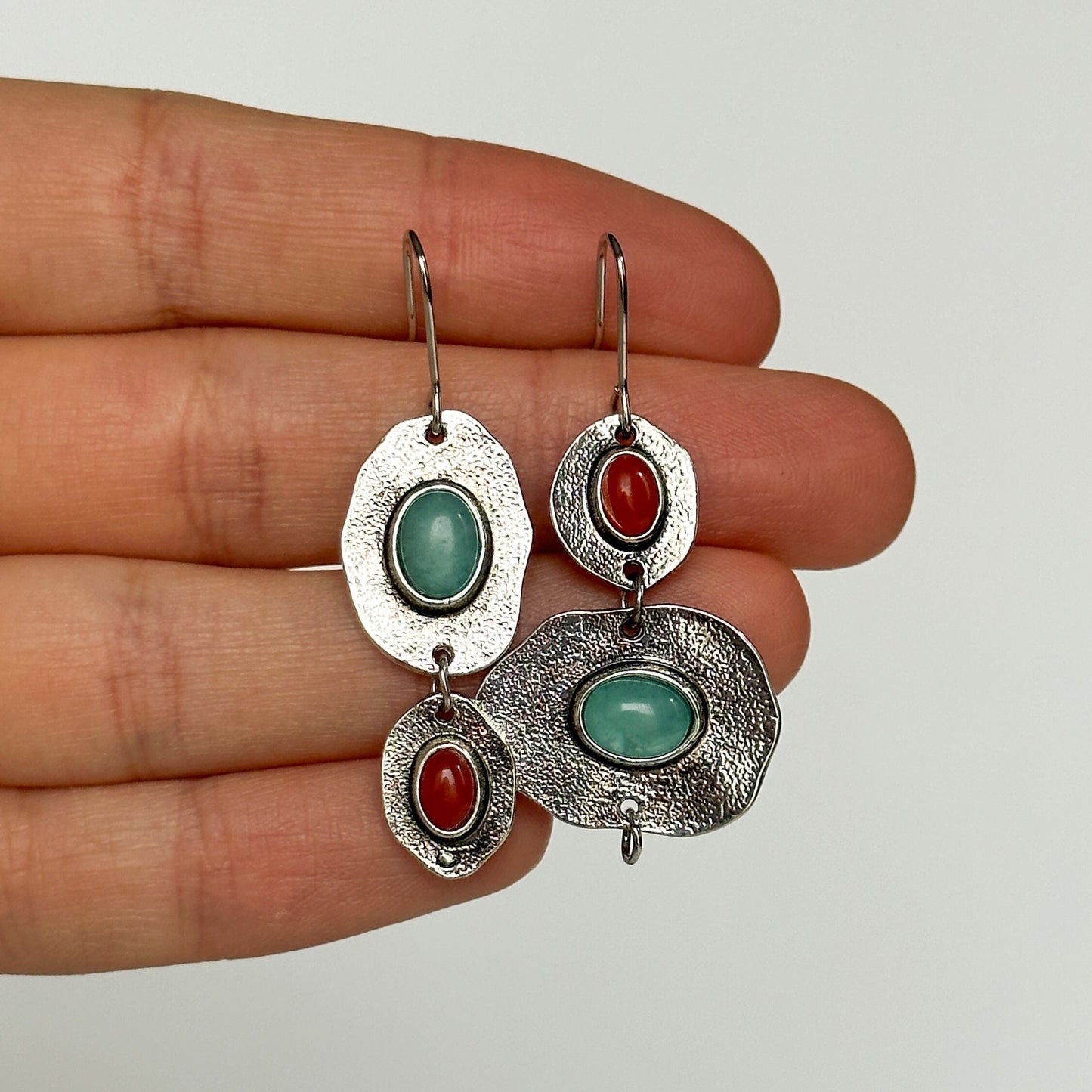 Vintage Style Mismatched Drop Earrings | Rustic Glamorous Drop Earrings | Boho Vintage Earrings