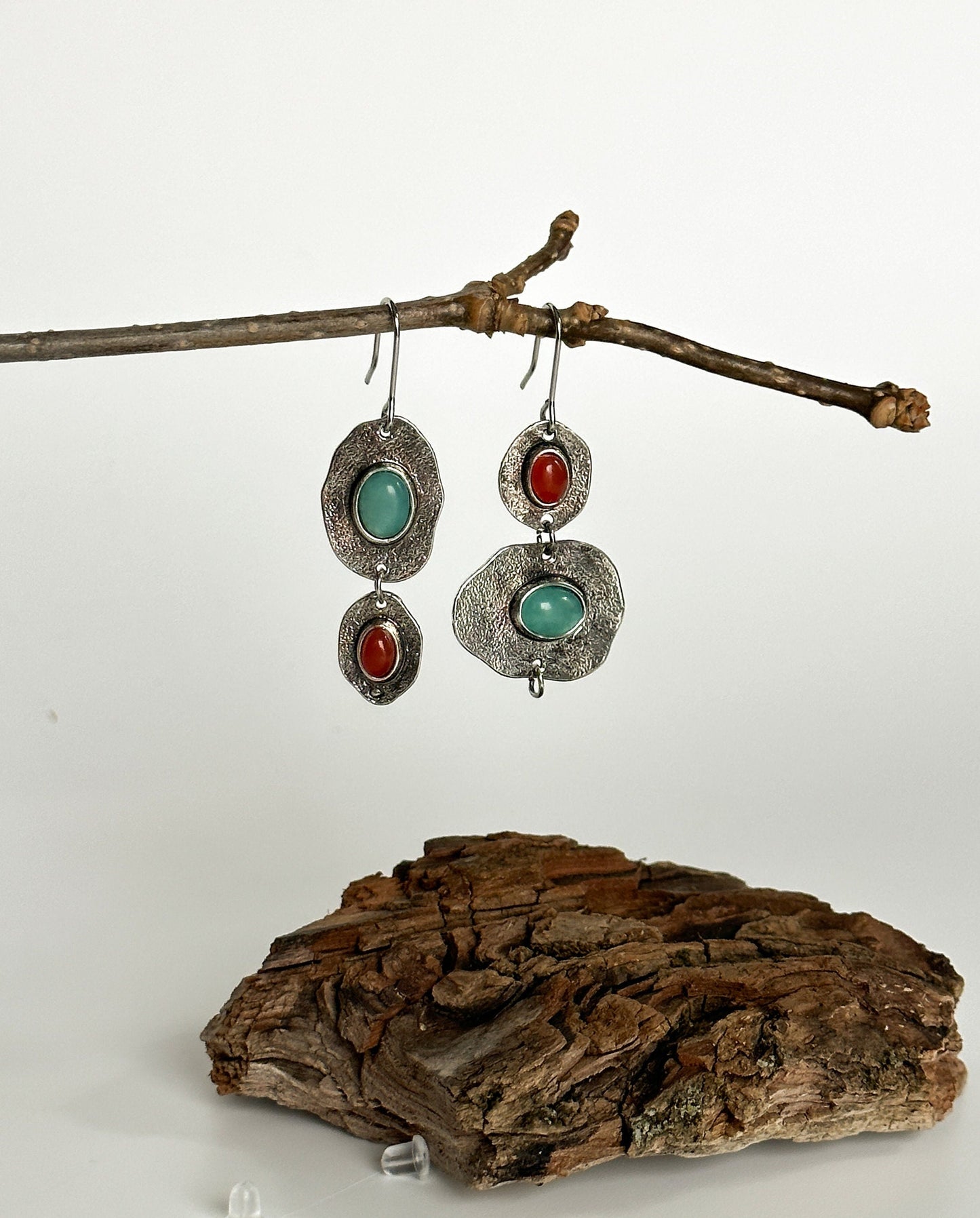 Vintage Style Mismatched Drop Earrings | Rustic Glamorous Drop Earrings | Boho Vintage Earrings