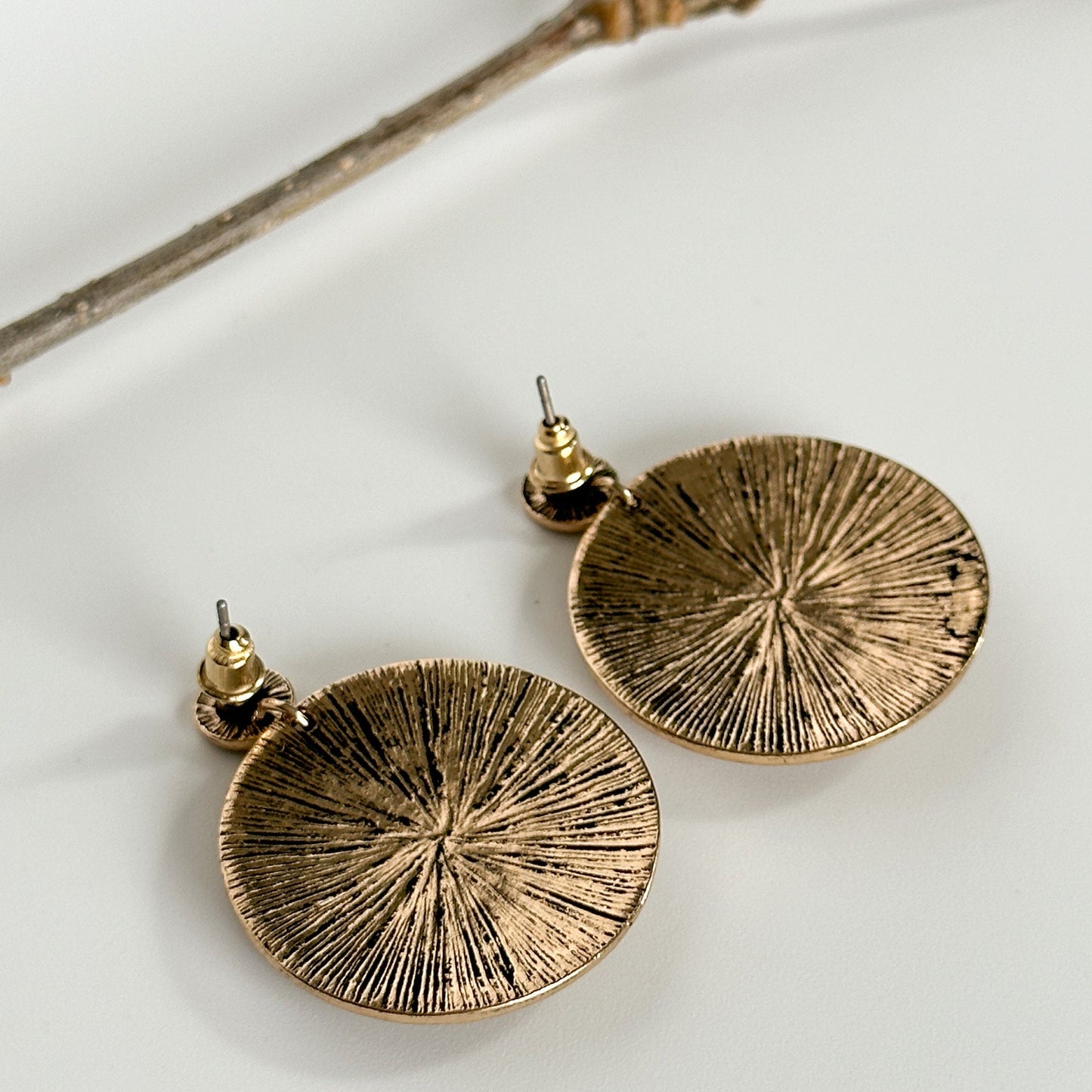 Vintage Style Round Drop Earrings | Rustic Glamorous Round Drop Earrings | Boho Vintage Earrings