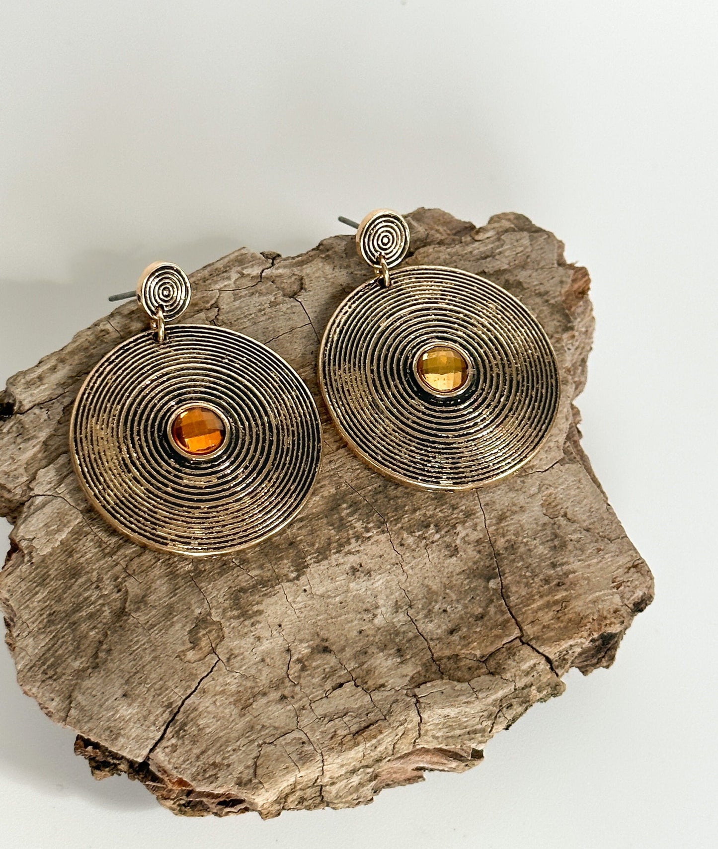 Vintage Style Round Drop Earrings | Rustic Glamorous Round Drop Earrings | Boho Vintage Earrings
