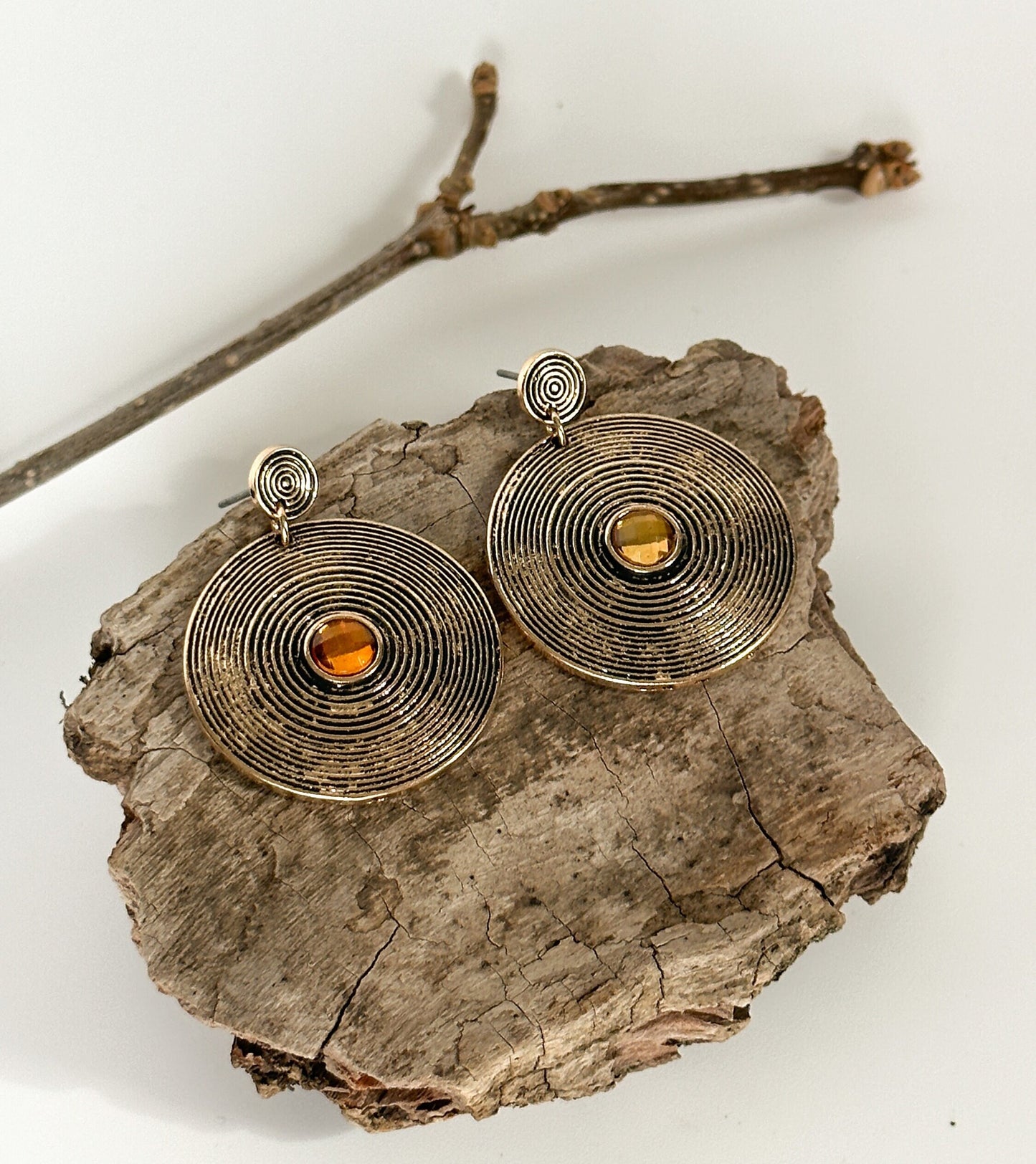 Vintage Style Round Drop Earrings | Rustic Glamorous Round Drop Earrings | Boho Vintage Earrings