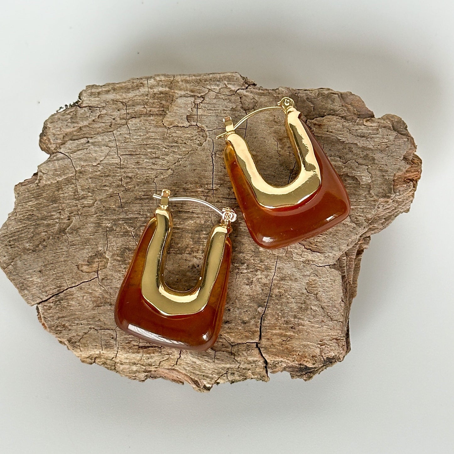 Coffee Brown Retro Hoop Earrings