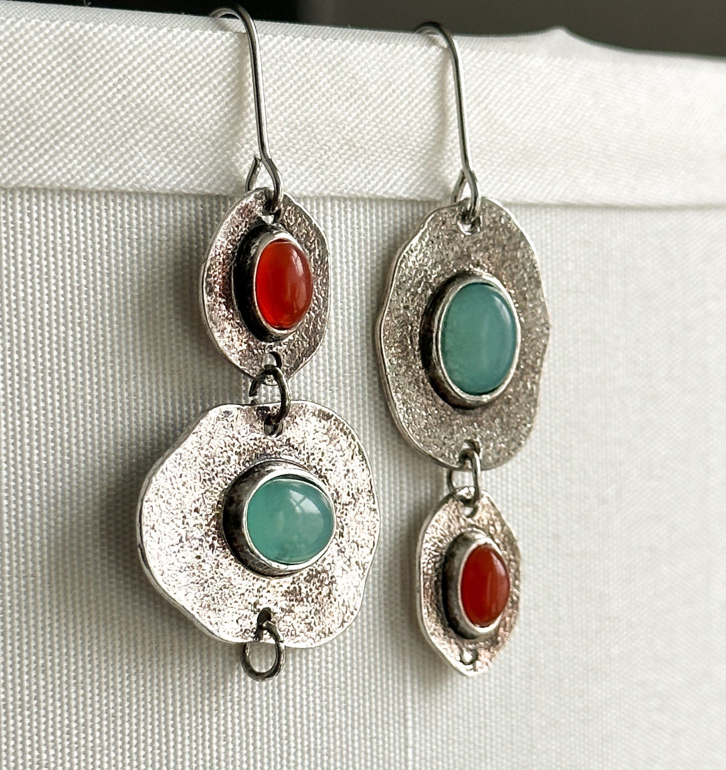 Vintage Style Mismatched Drop Earrings | Rustic Glamorous Drop Earrings | Boho Vintage Earrings