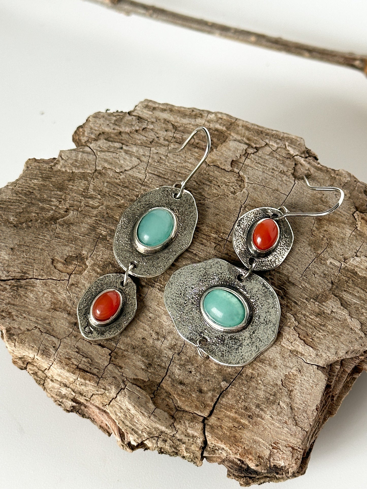 Vintage Style Mismatched Drop Earrings | Rustic Glamorous Drop Earrings | Boho Vintage Earrings
