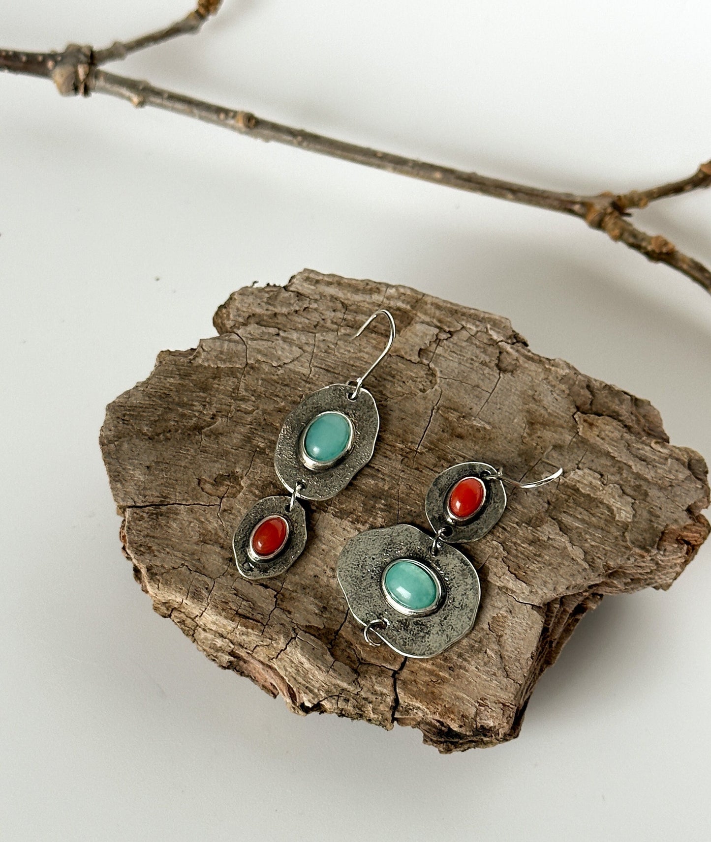 Vintage Style Mismatched Drop Earrings | Rustic Glamorous Drop Earrings | Boho Vintage Earrings
