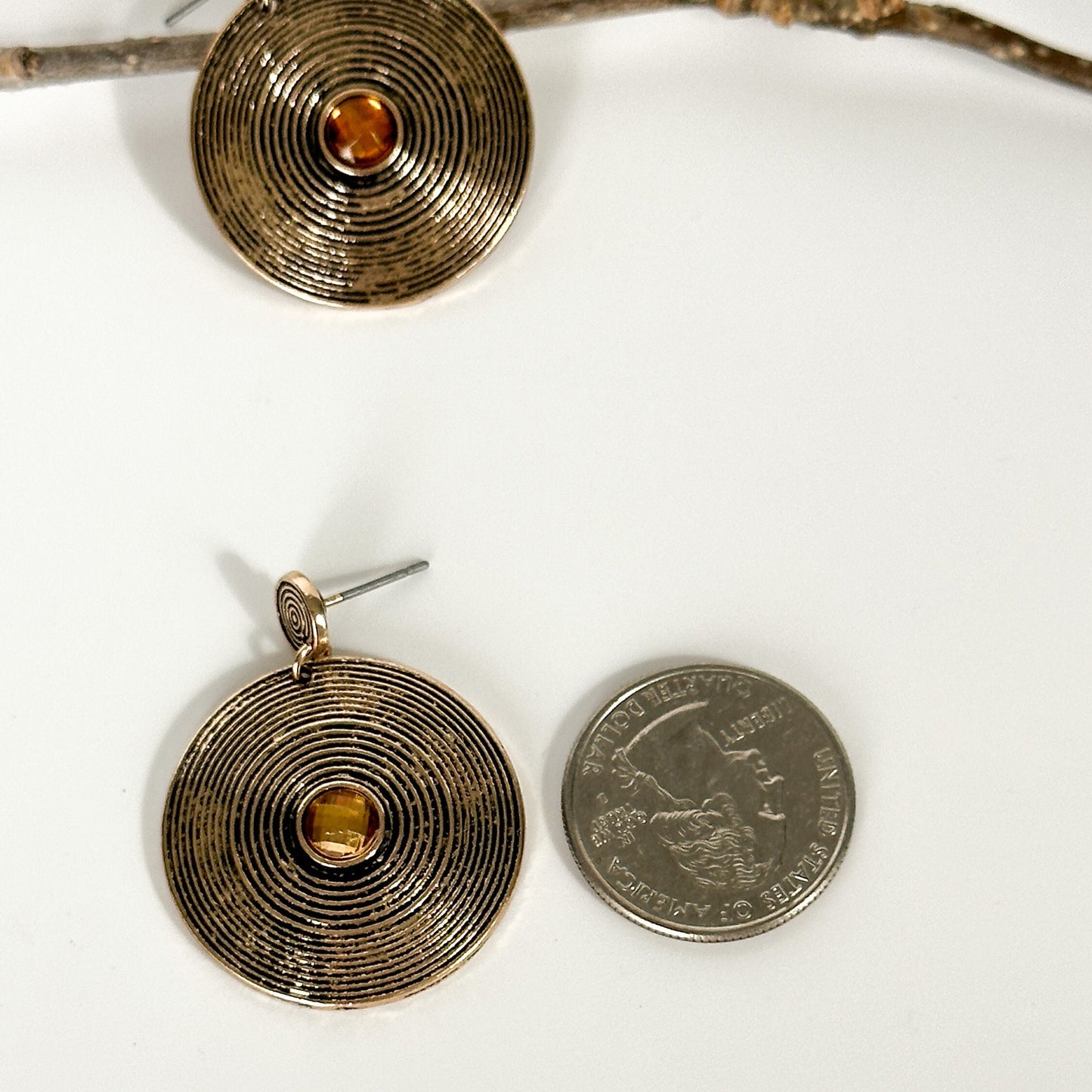 Vintage Style Round Drop Earrings | Rustic Glamorous Round Drop Earrings | Boho Vintage Earrings