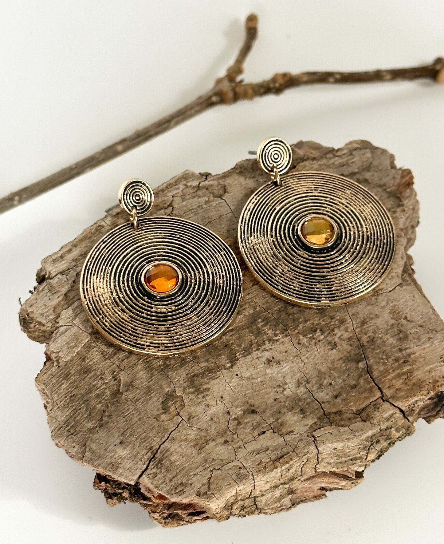 Vintage Style Round Drop Earrings | Rustic Glamorous Round Drop Earrings | Boho Vintage Earrings