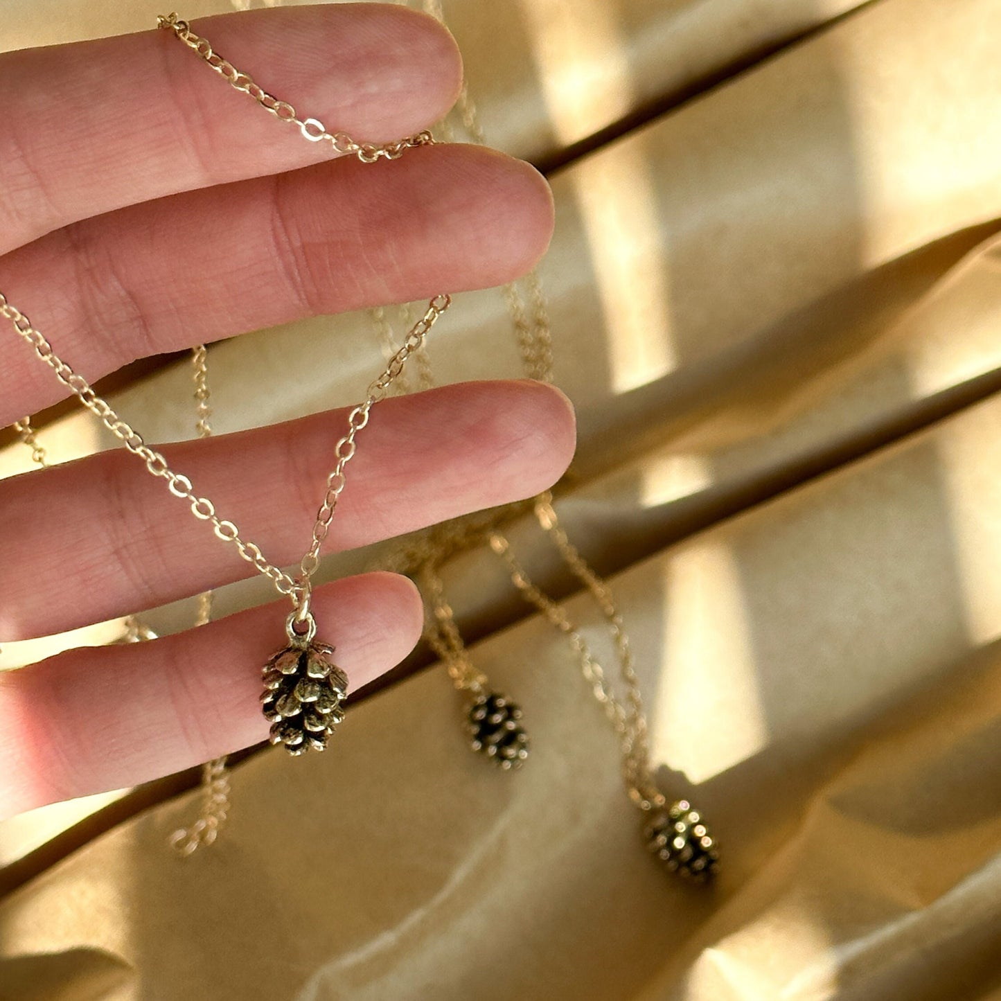 Pinecone Necklace Gifts for Her | Gold Necklace Dainty Pinecone Jewelry | Tiny Gold Pinecone Charm Necklace | Bridesmaid Gift