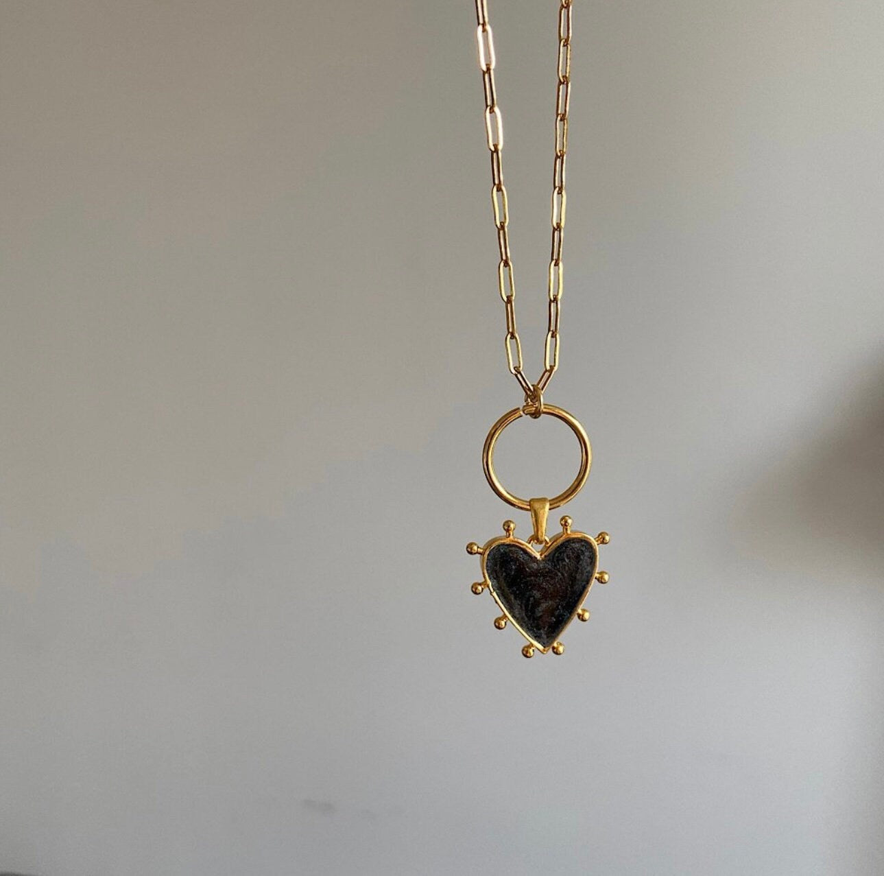 Black Heart Necklace Gifts for Her | Gold Necklace Dainty Heart Jewelry | Tiny Gold Heart Charm Necklace | Bridesmaid Gift