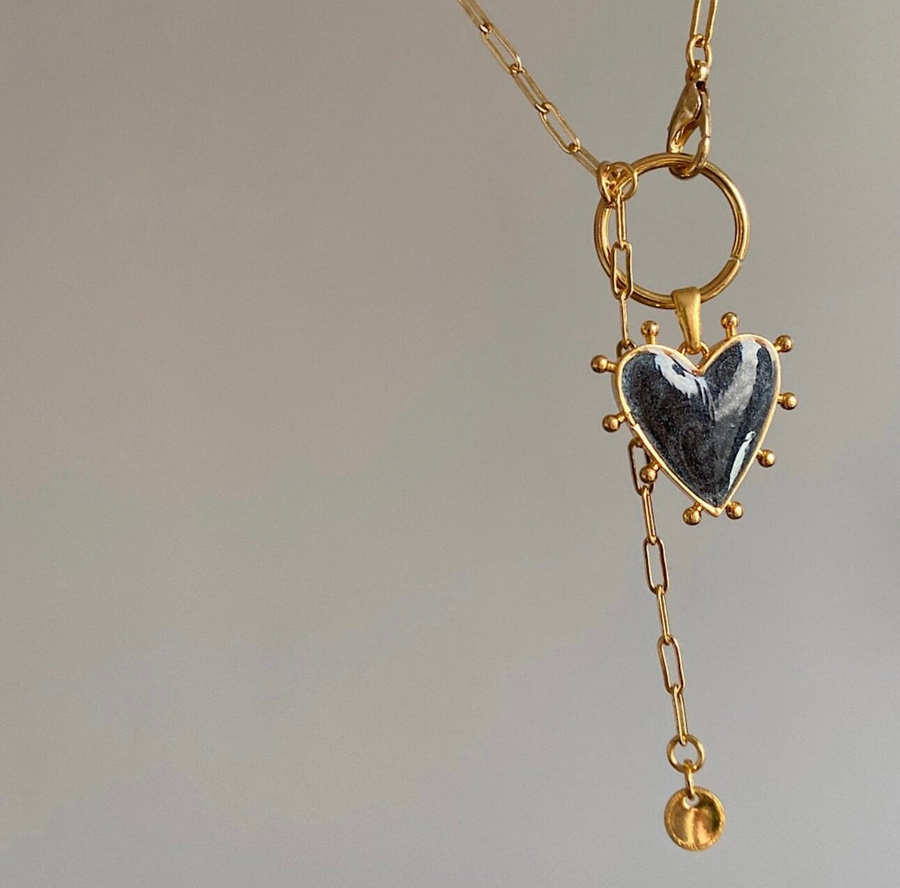 Black Heart Necklace Gifts for Her | Gold Necklace Dainty Heart Jewelry | Tiny Gold Heart Charm Necklace | Bridesmaid Gift